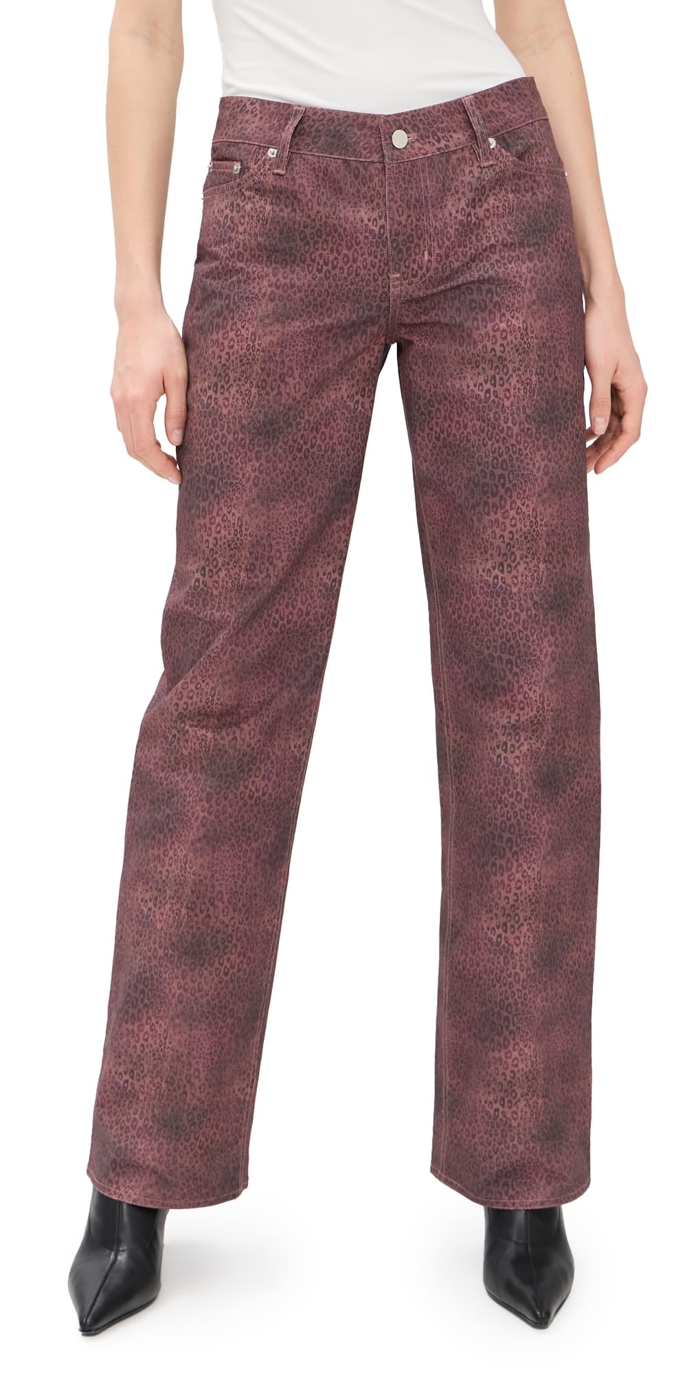 Peachy Den Cicely Straight Leg Trousers Red Leopard · S