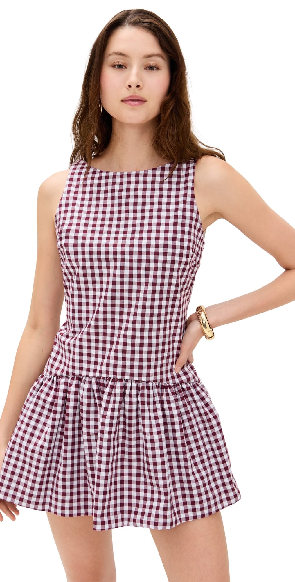 Peixoto Addison Mini Dress Merlot Gingham · L