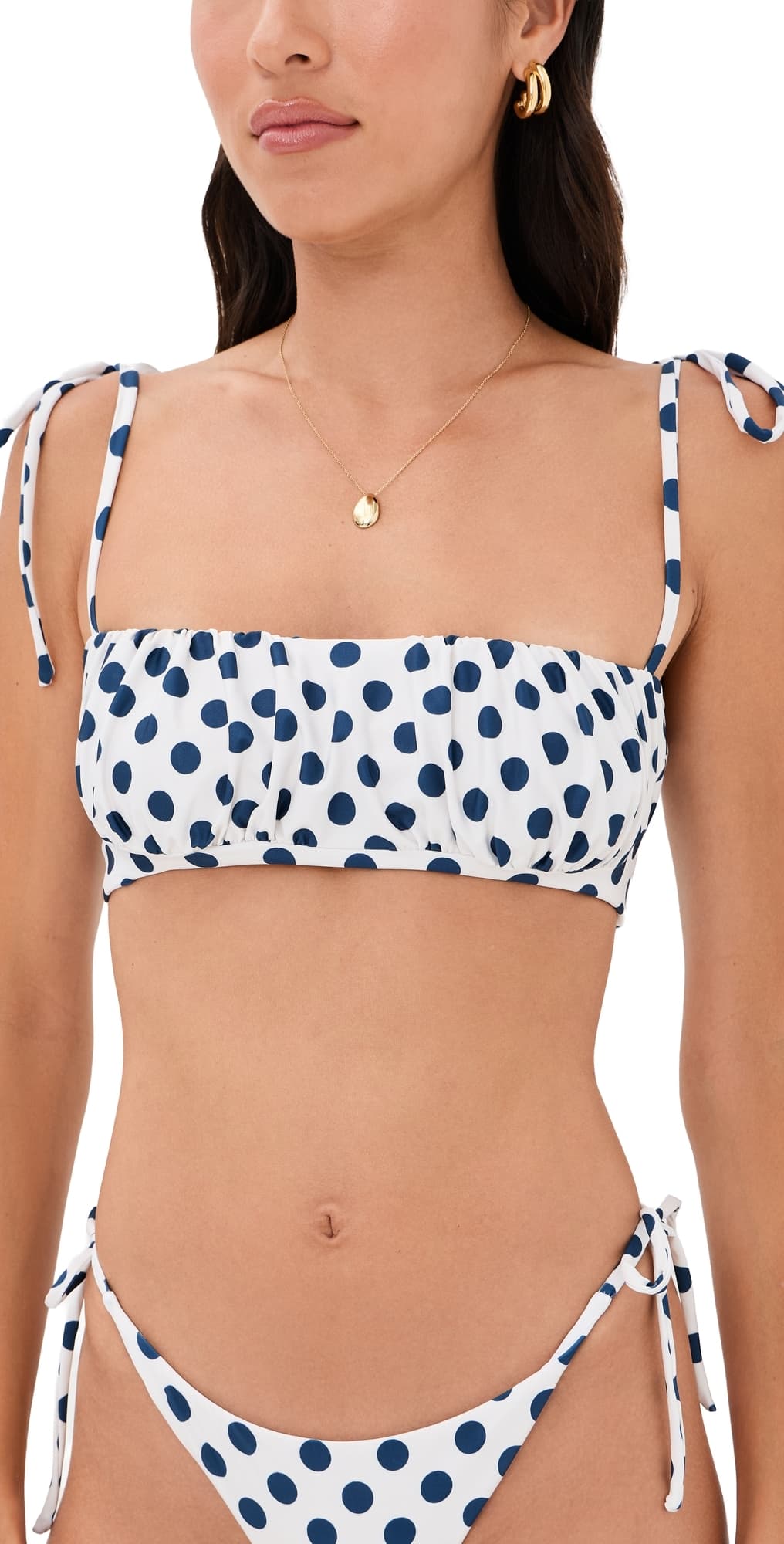 Peixoto Silas Bikini Top Navy Polka Dots