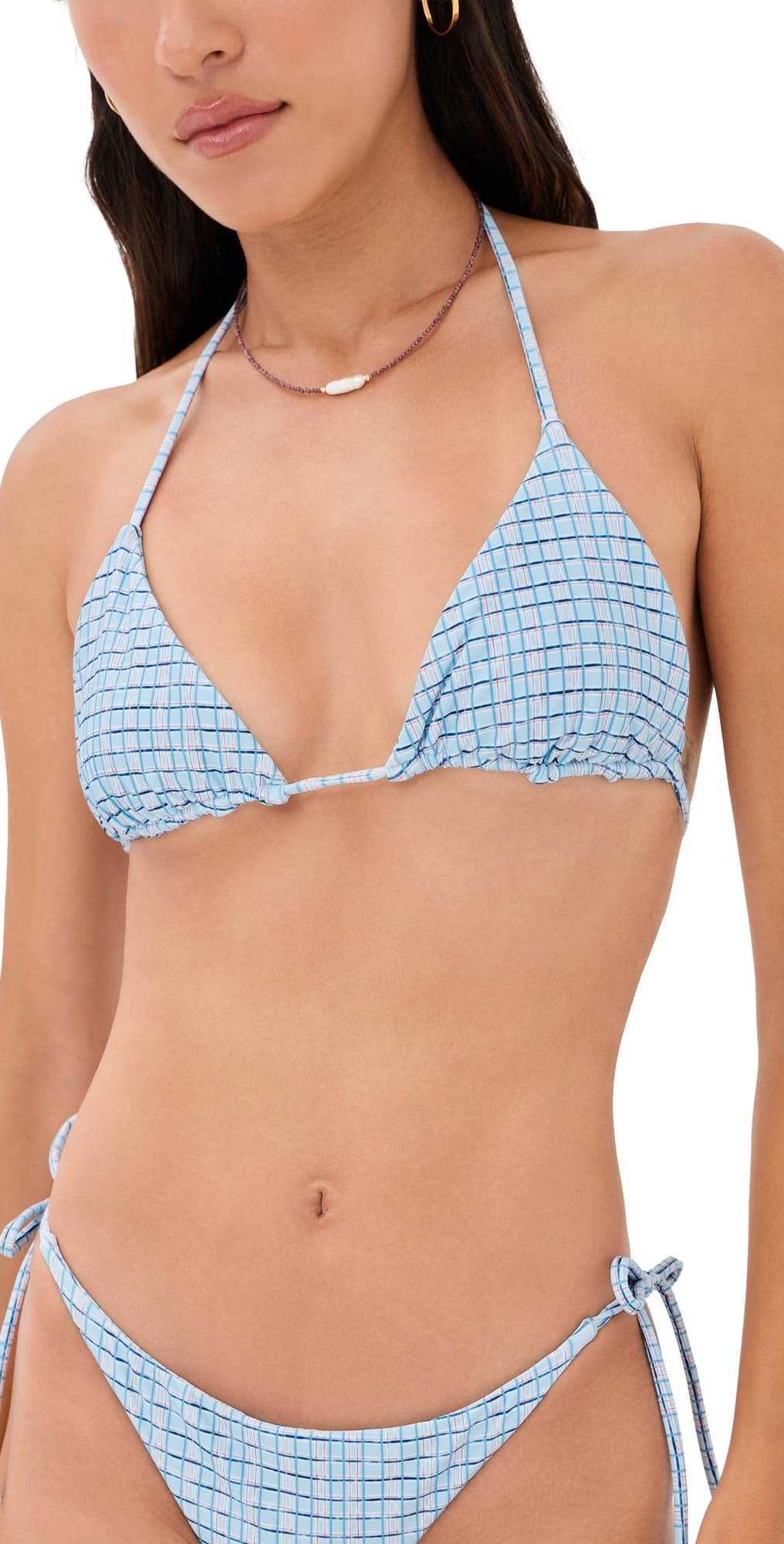 Peixoto Fifi Bikini Top Blue Breeze Plaid