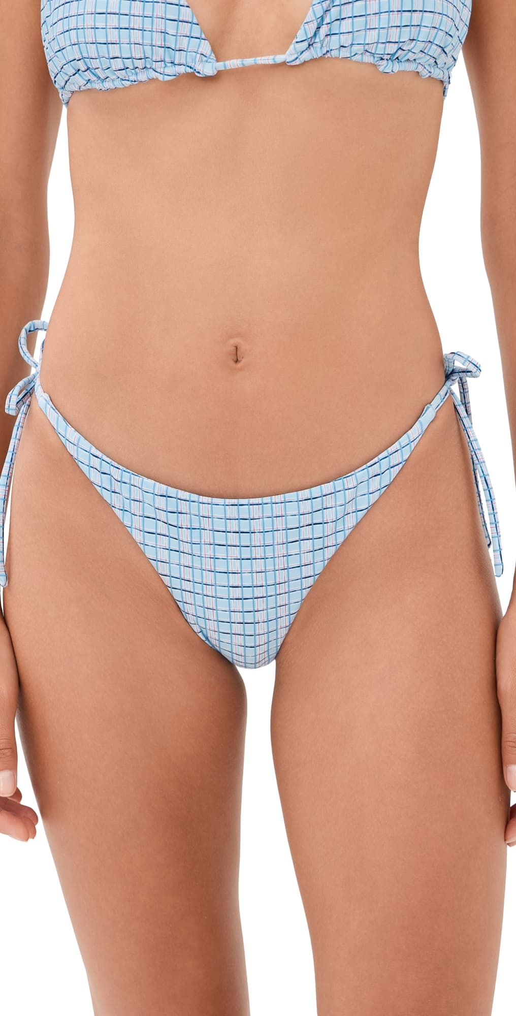 Peixoto Tonie Full Bikini Bottoms Blue Breeze Plaid
