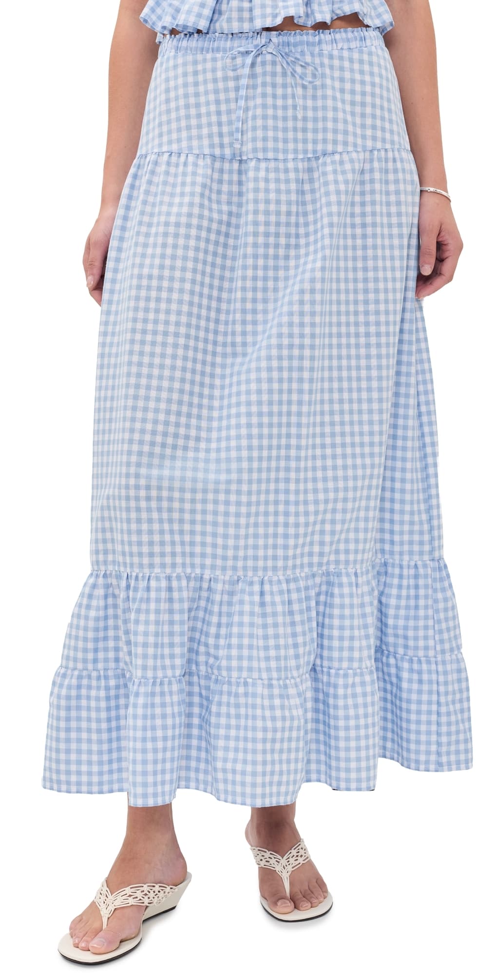 Peixoto Riley Maxi Skirt Cloud Blue Gingham
