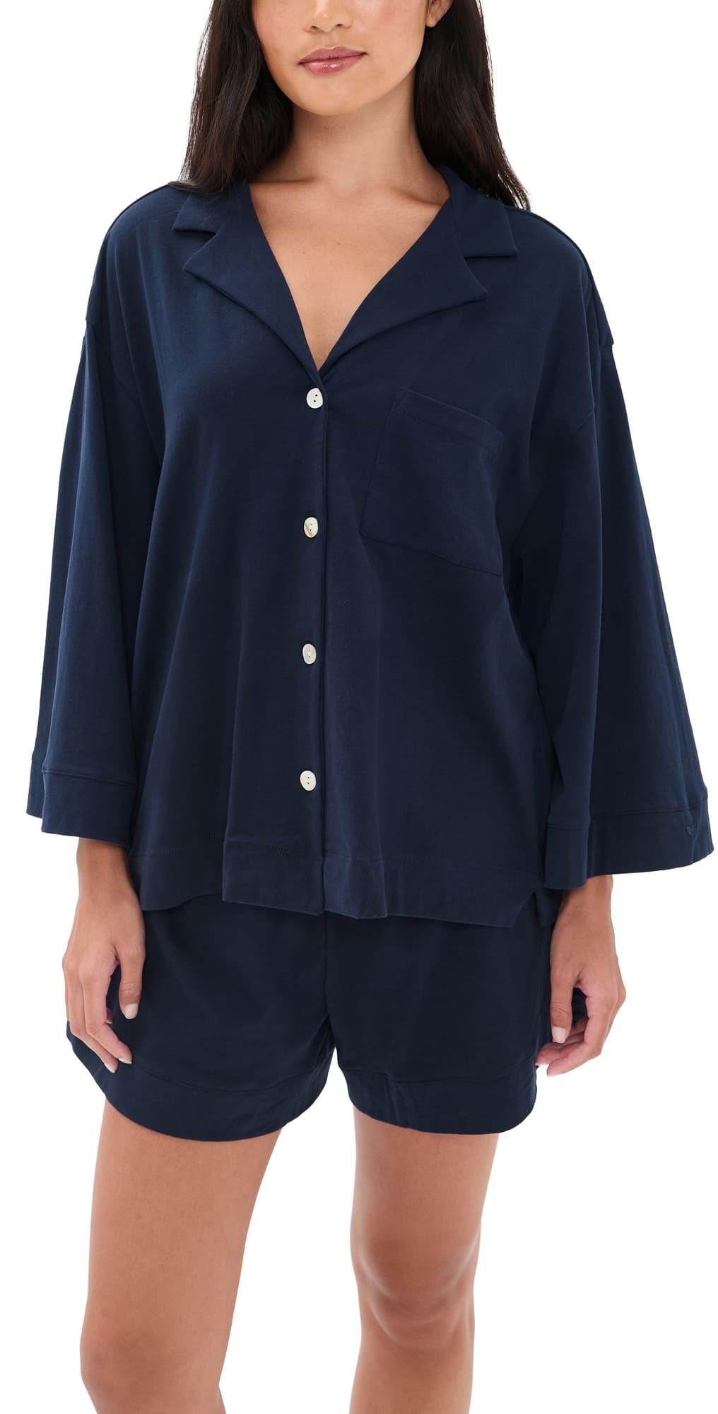 Petite Plume Pima Olivia Short Pajamas Set Navy