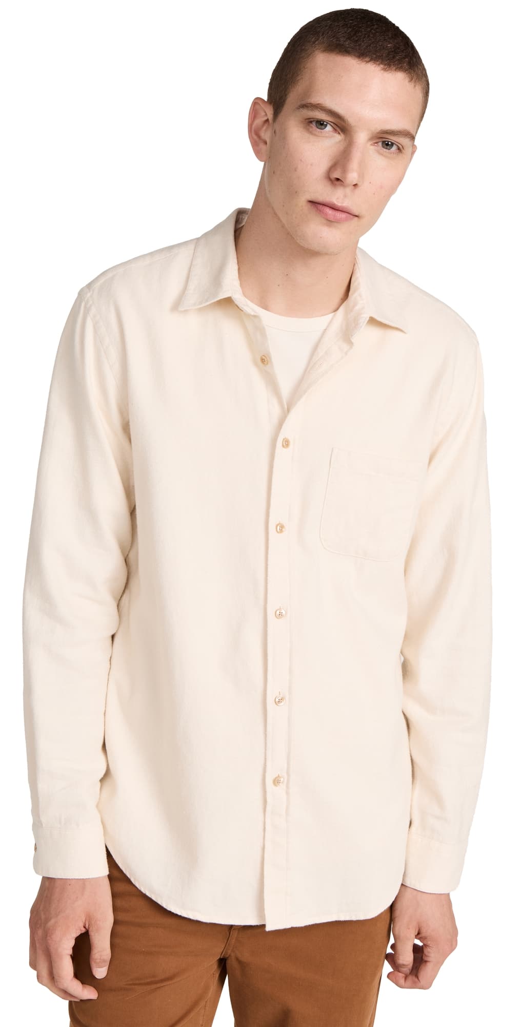 Portuguese Flannel Teca Ecru Button Down Shirt Ecru · M