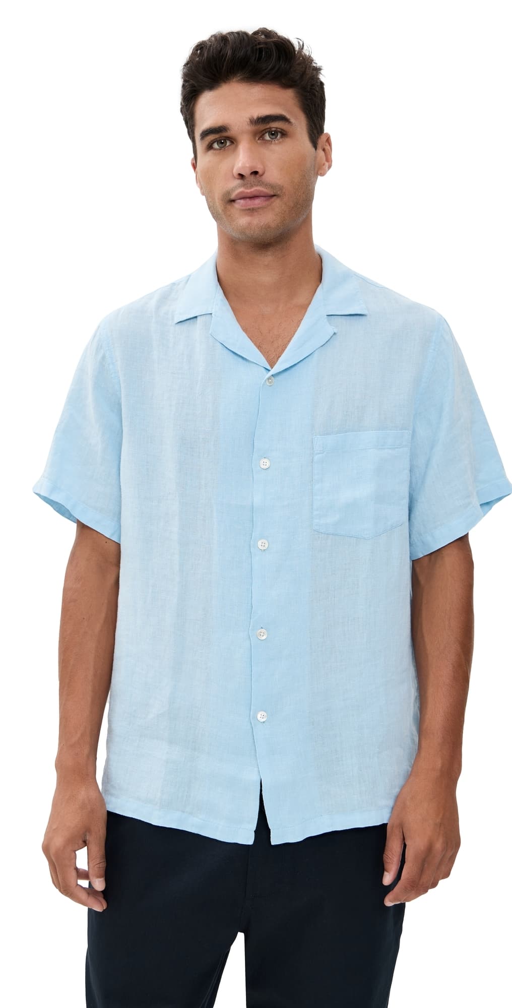 Portuguese Flannel Linen Camp Collar Shirt Sky