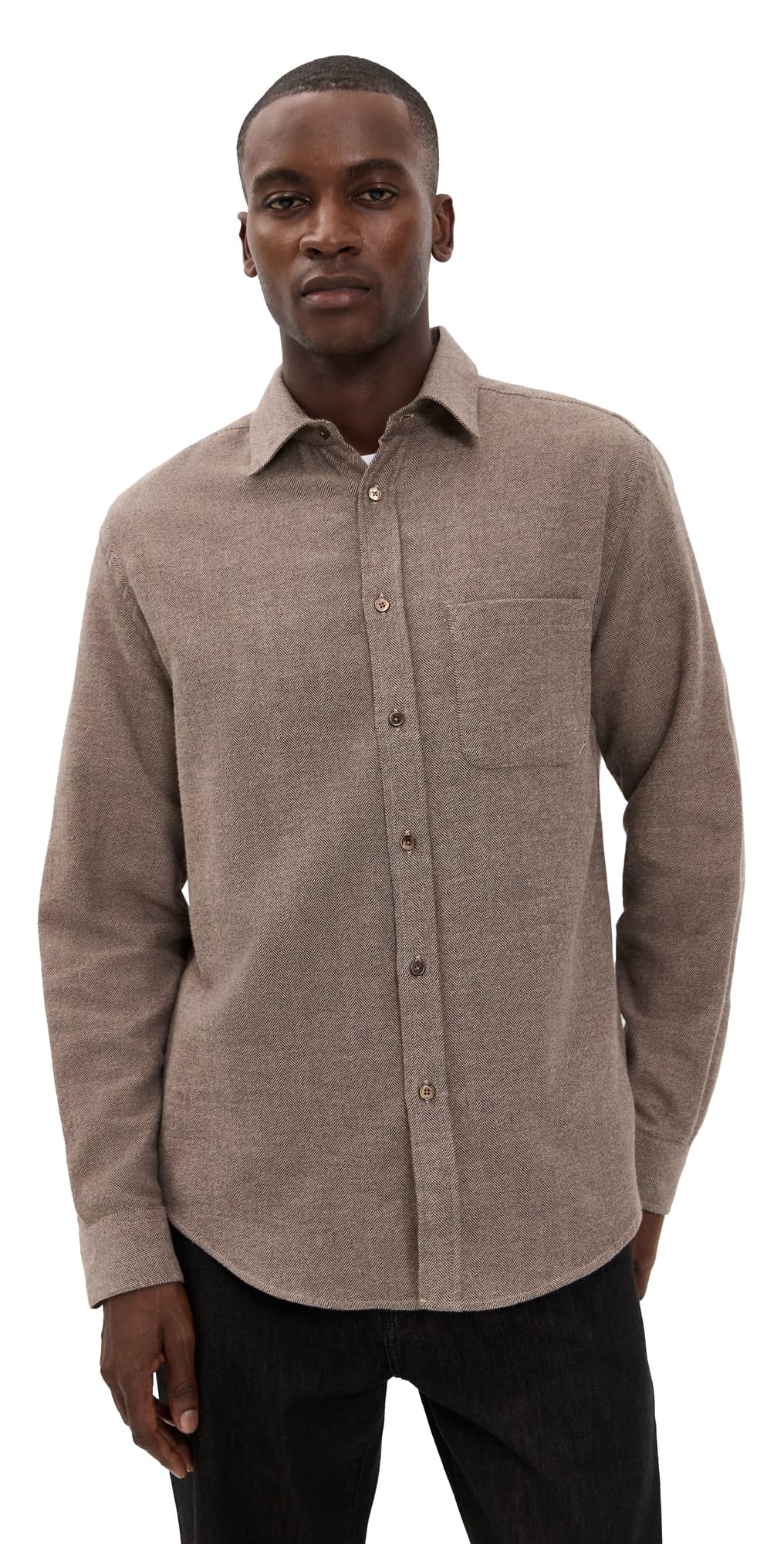 Portuguese Flannel Espiga Cotton Button Down Shirt Brown
