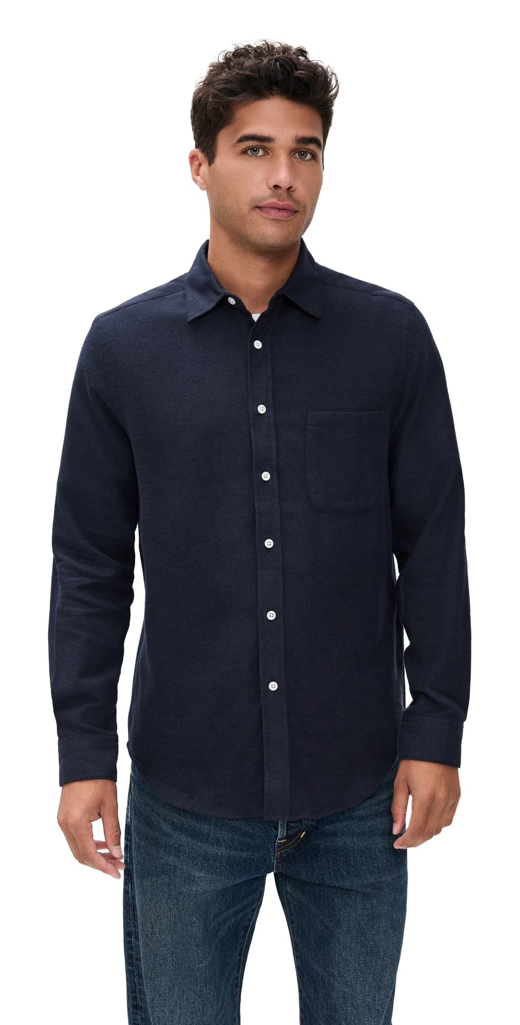 Portuguese Flannel Teca 2.0 Brushed Flannel Button Down Shirt Navy