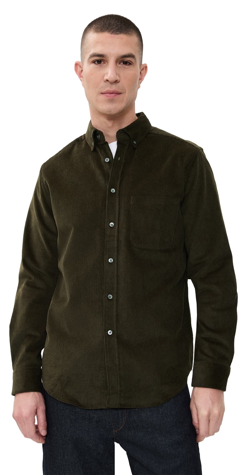 Portuguese Flannel Lobo 2.0 Corduroy Button Down Shirt Olive