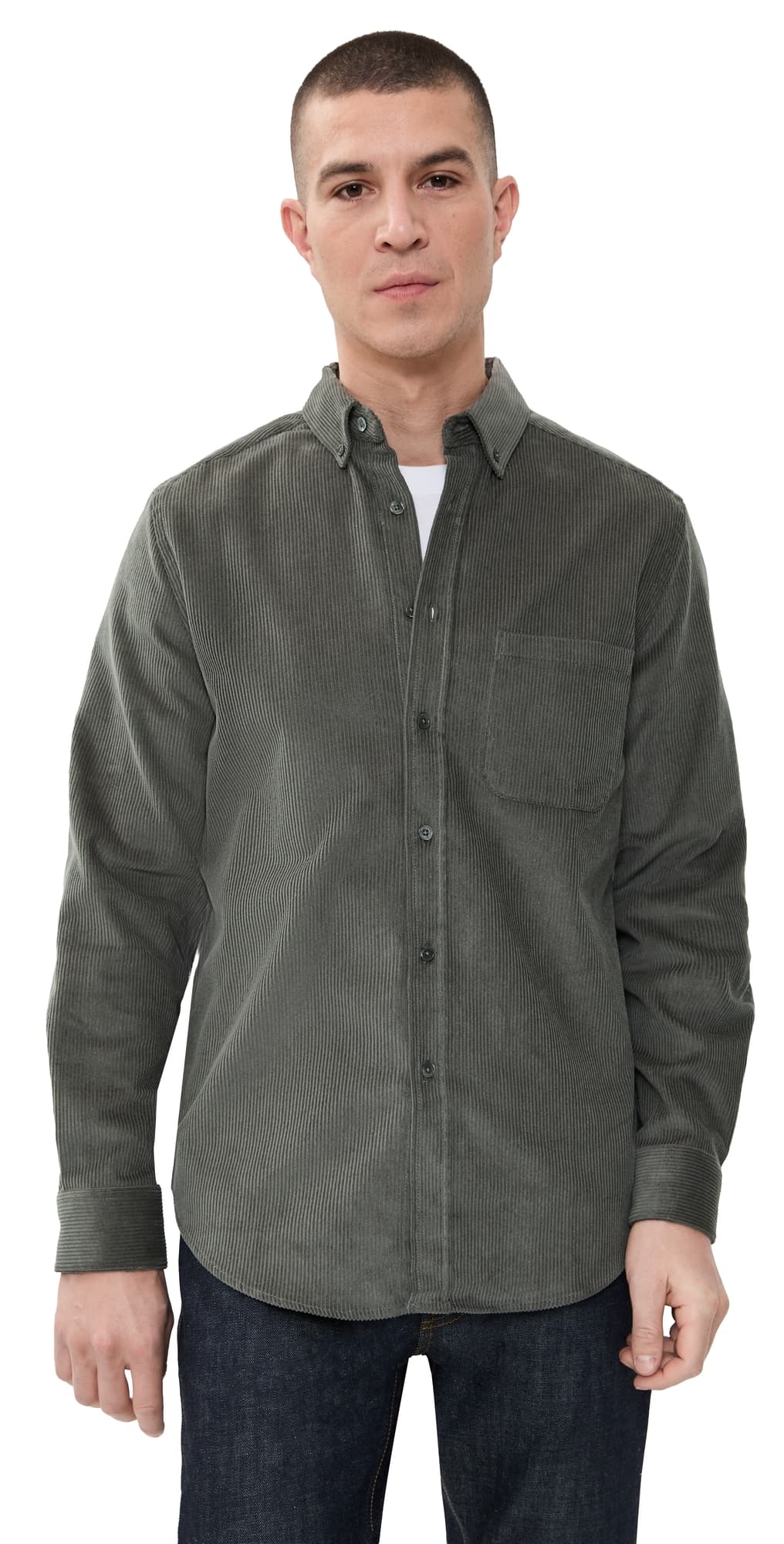 Portuguese Flannel Lobo 2.0 Corduroy Button Down Shirt Grey