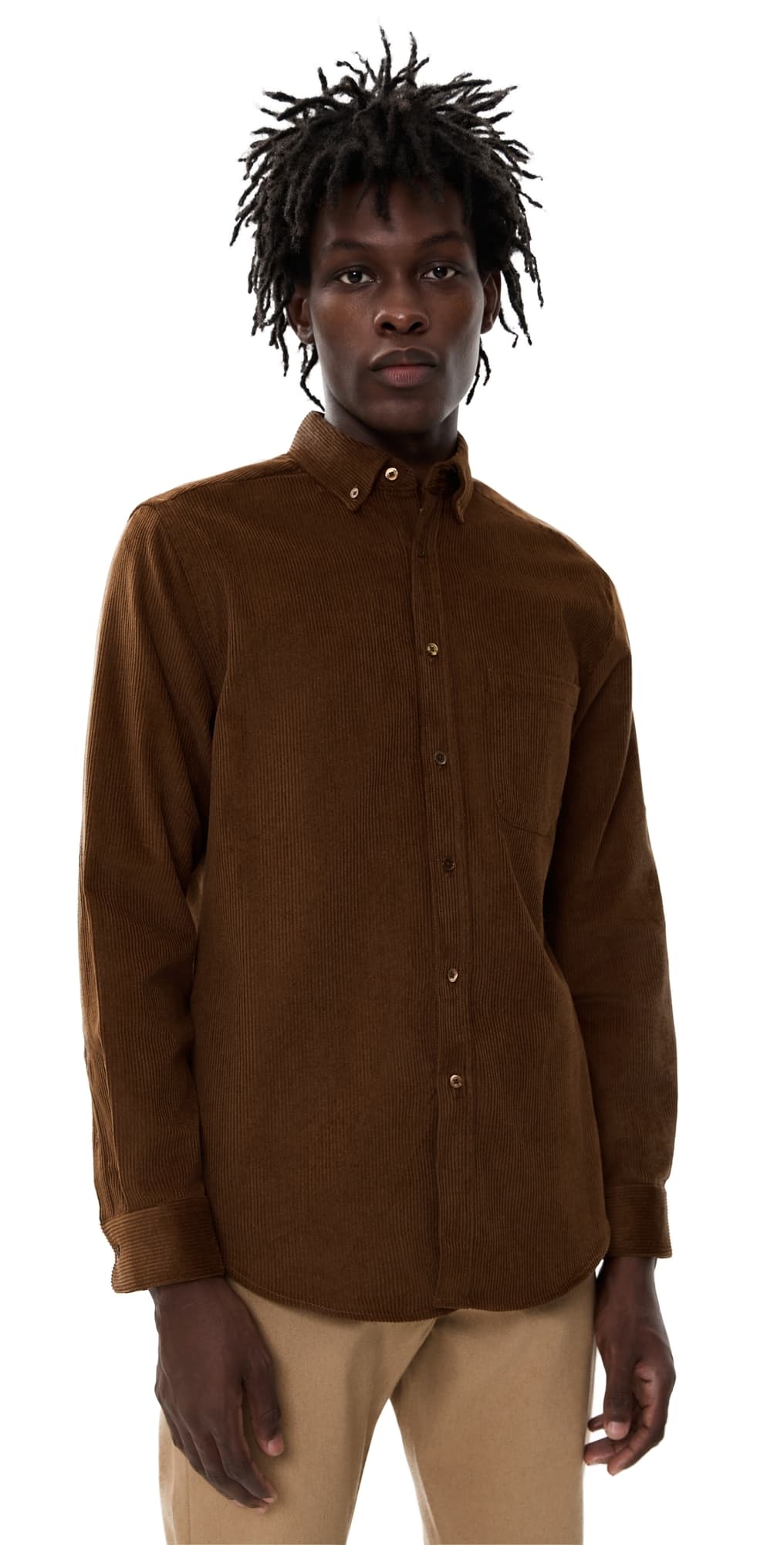 Portuguese Flannel Lobo 2.0 Corduroy Button Down Shirt Brown