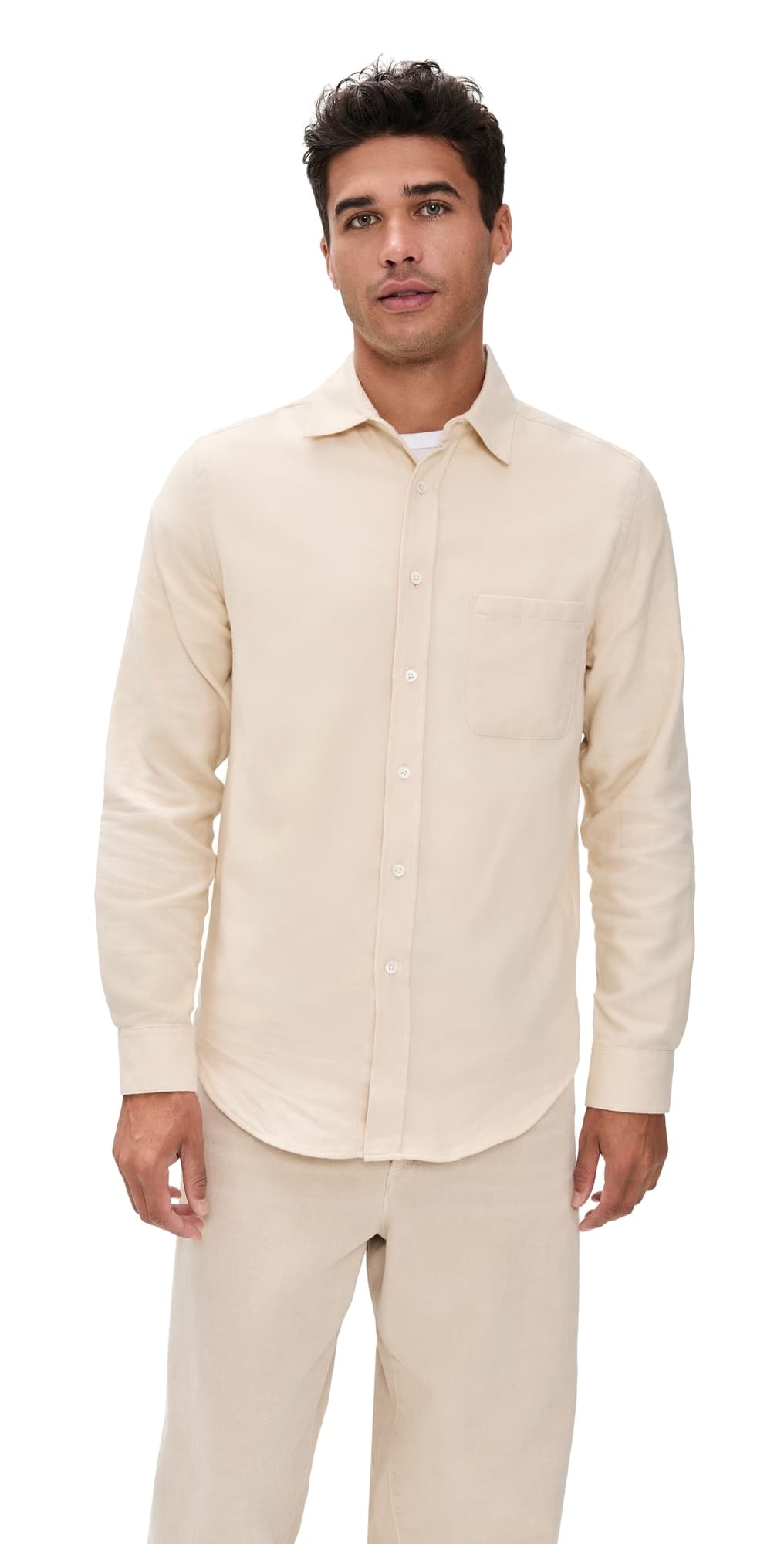 Portuguese Flannel Teca 2.0 Brushed Flannel Button Down Shirt Ecru