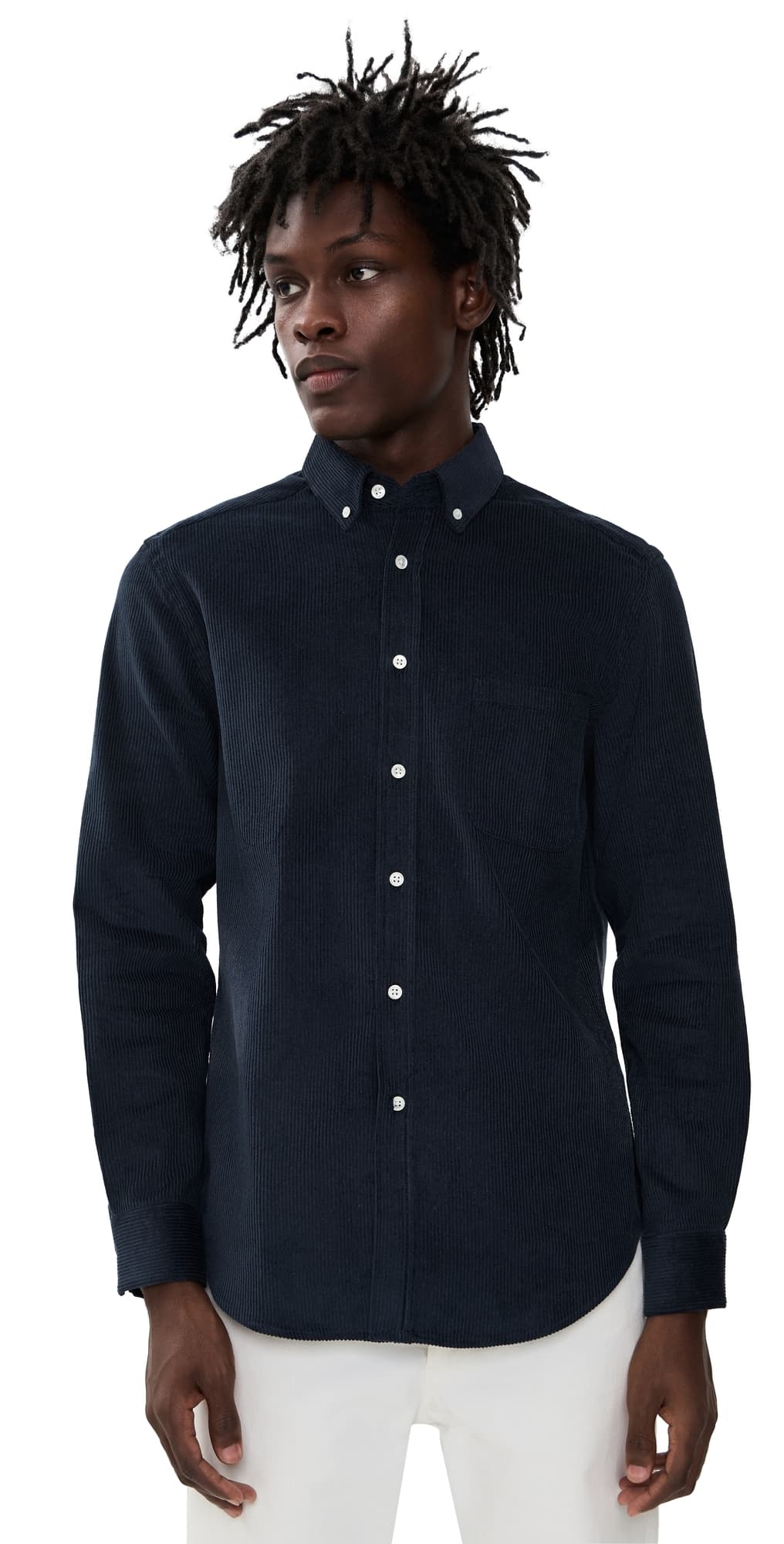 Portuguese Flannel Lobo 2.0 Corduroy Button Down Shirt Navy