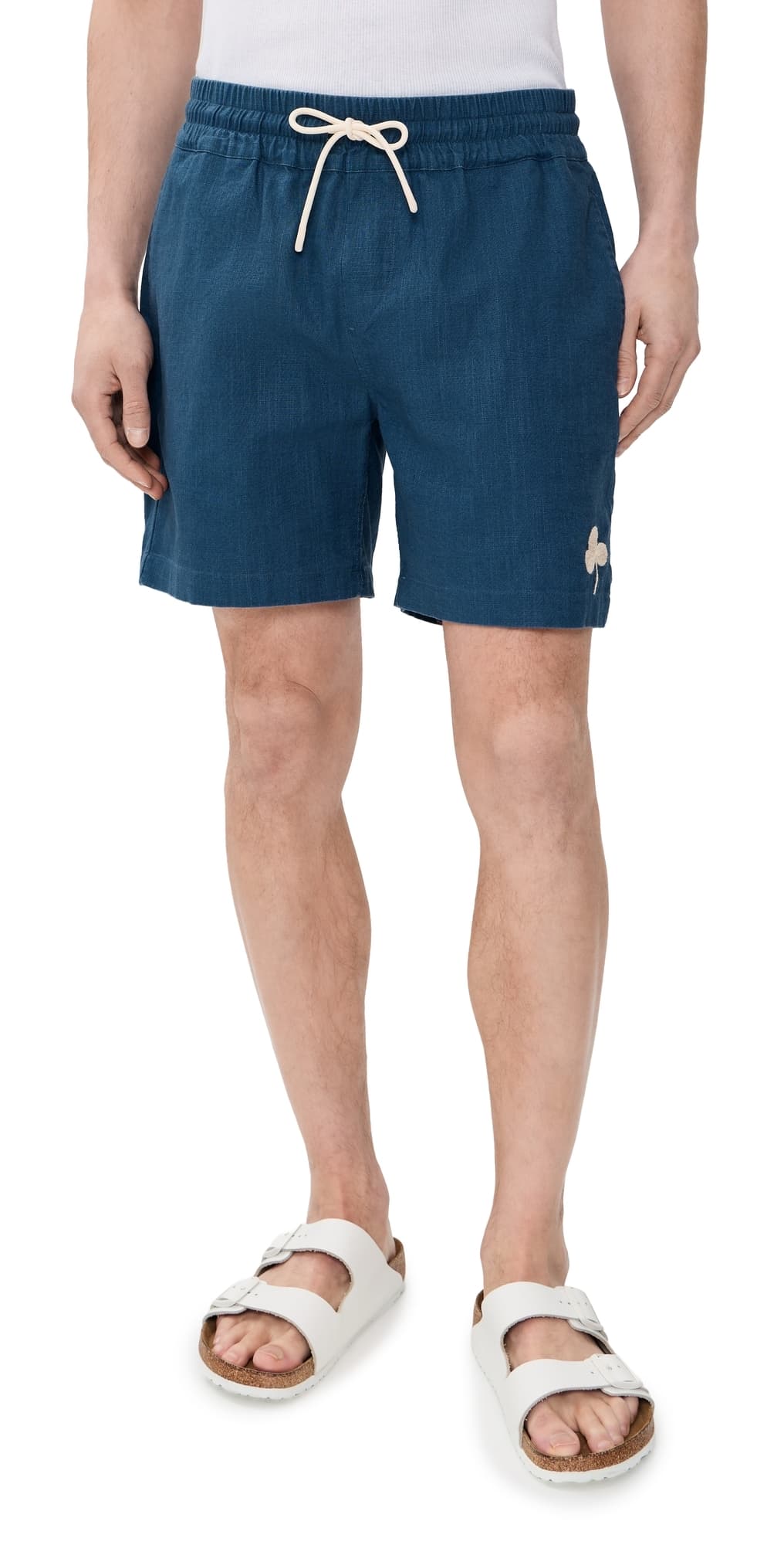 Portuguese Flannel Embroidery Nature Ramie Shorts 6 Blue