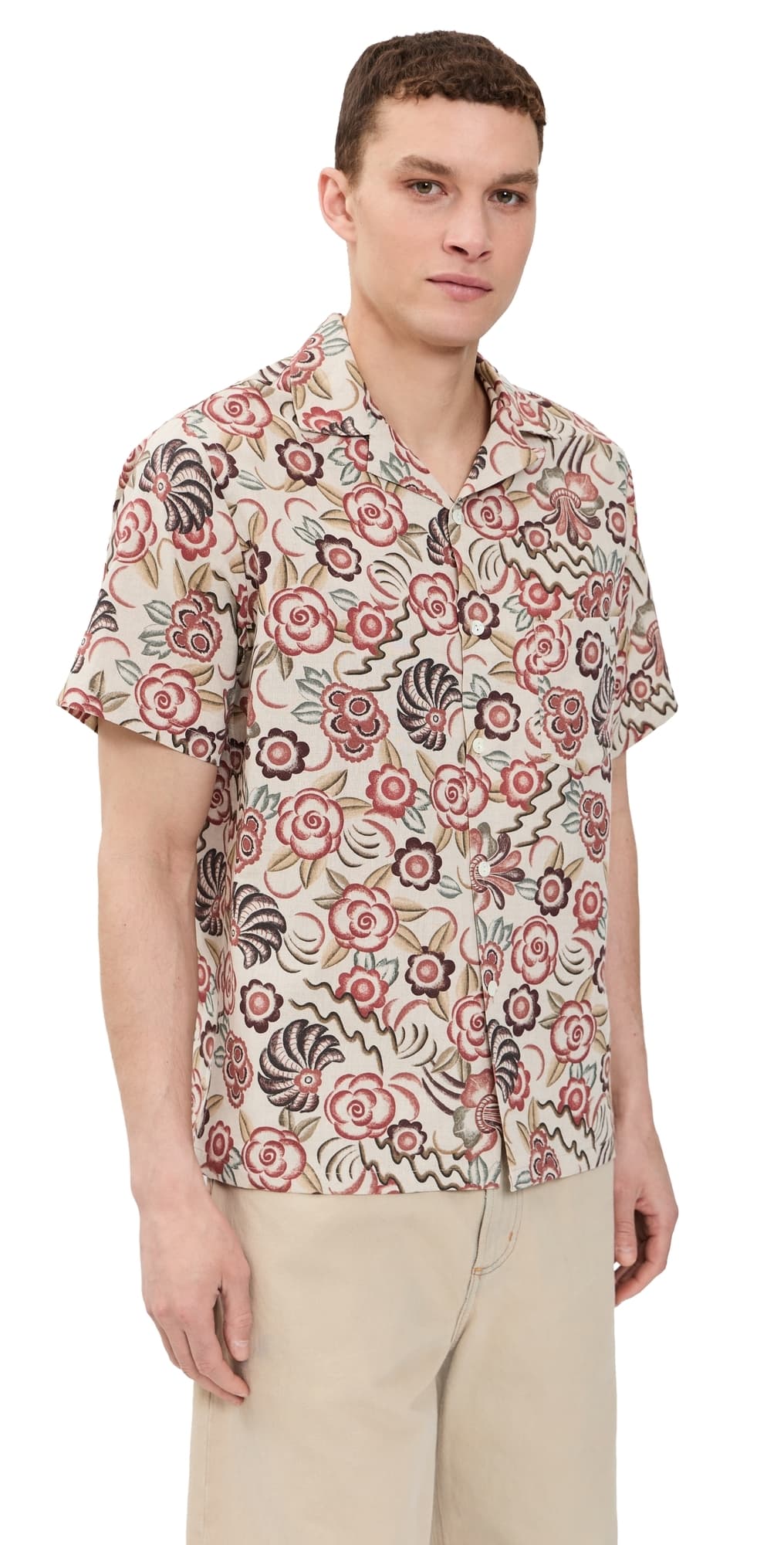 Portuguese Flannel Flowers Painting Camp Shirt Red/Brown/Raw/Green/Yellow