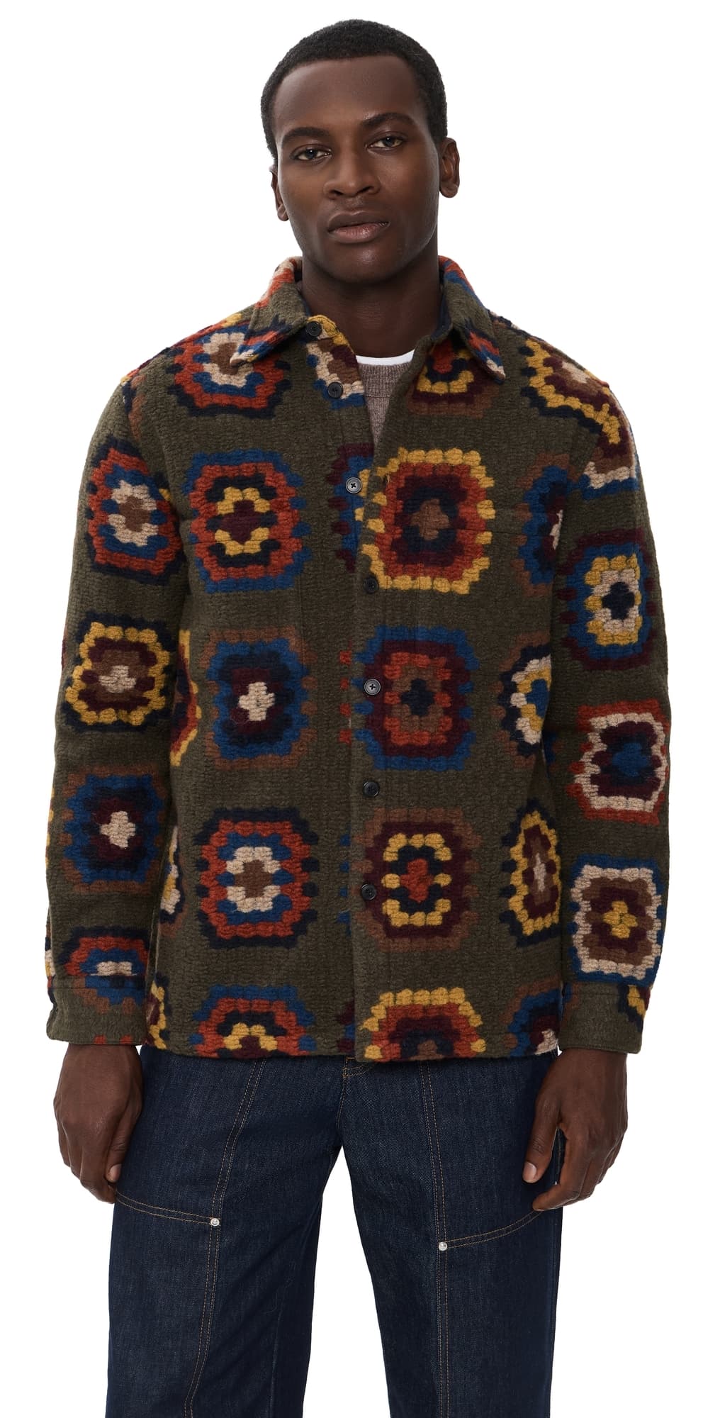 Portuguese Flannel Grandma's Quilt Shacket Olive/Mustard/Bordeaux/Blue/Br
