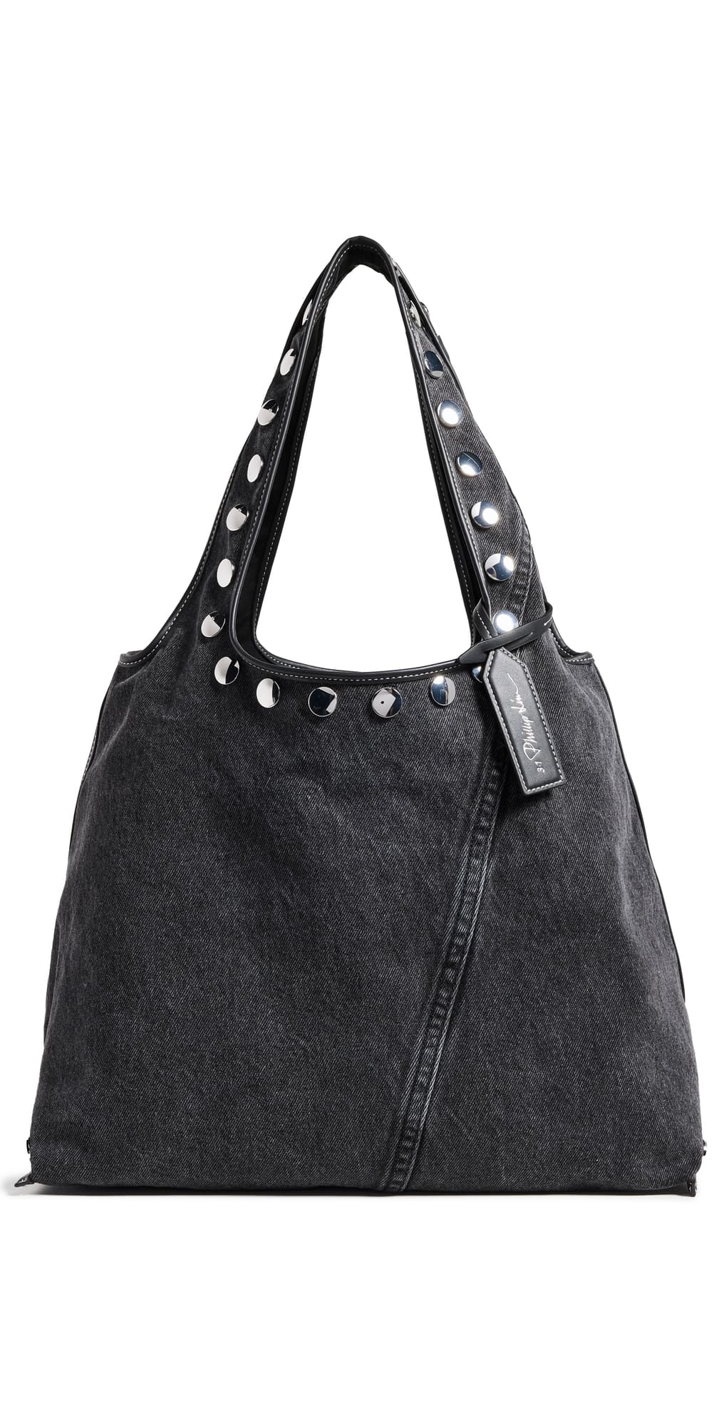 3.1 Phillip Lim Washed Denim Market Tote With Studs Washed Blk