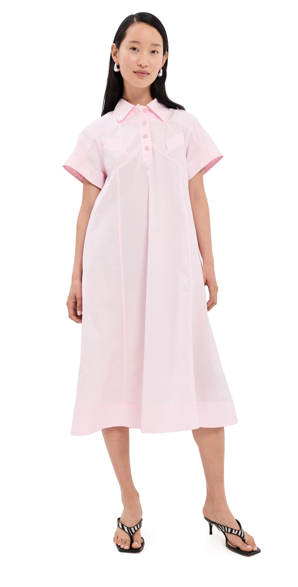 3.1 Phillip Lim Trapeze Midi Poplin Shirt Dress Blush