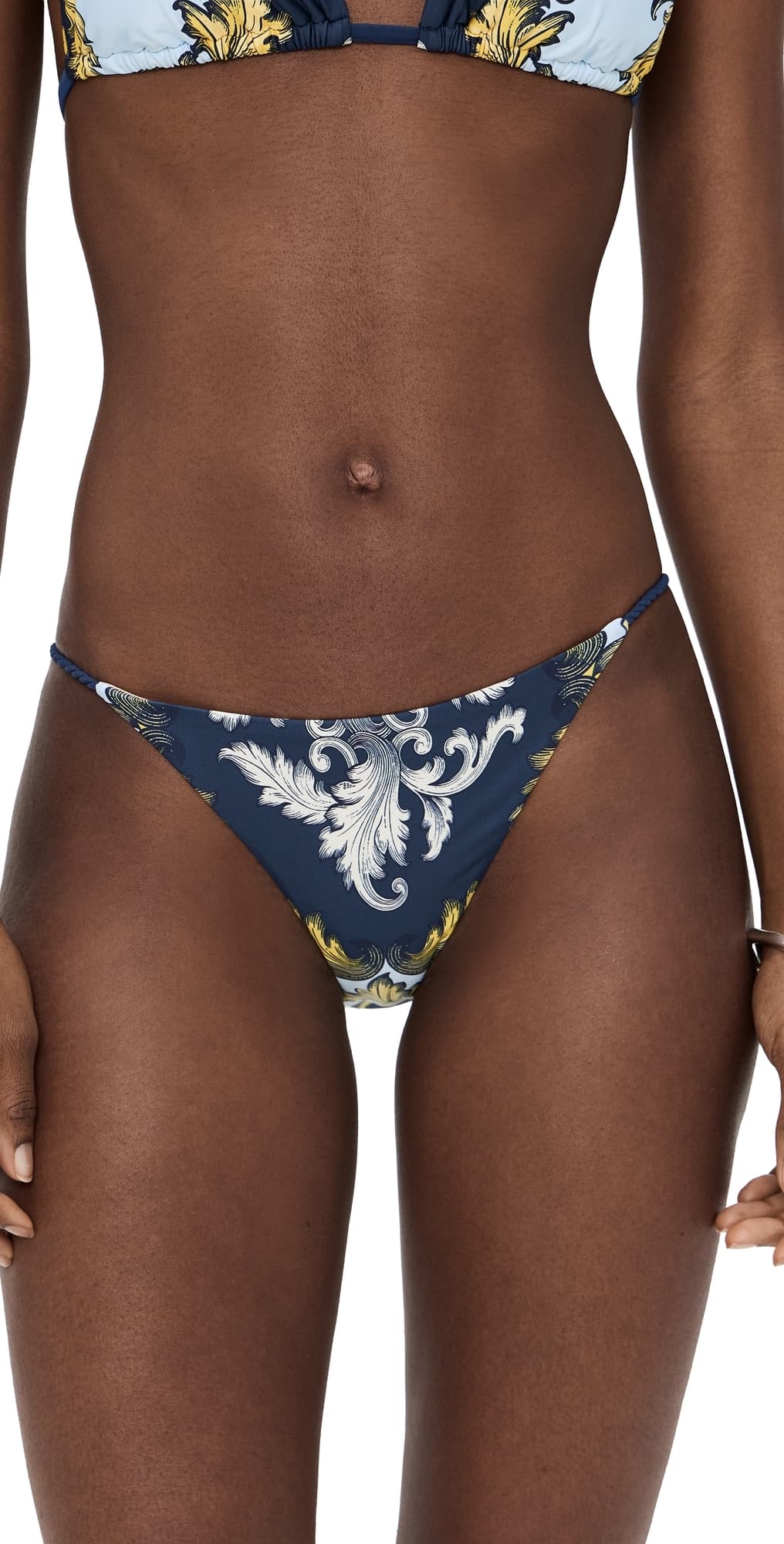 PQ Swim x ALICE + OLIVIA Rope Full Bikini Bottoms Antique Scroll