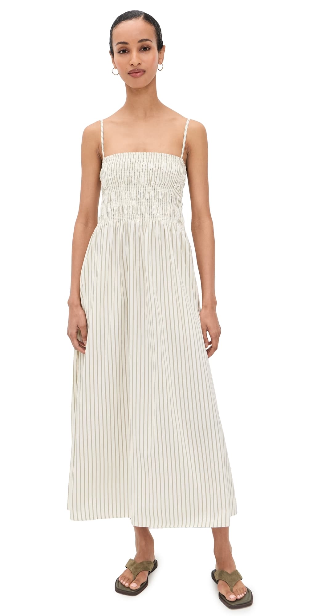 Pistola Bianca Dress Sage Egret Stripe