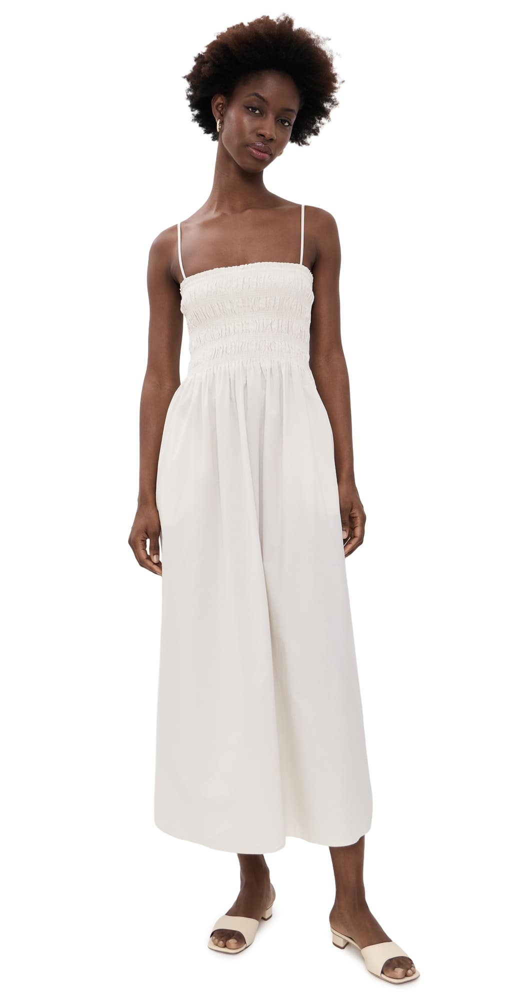 Pistola Bianca Shirred Bodice Dress Soft White