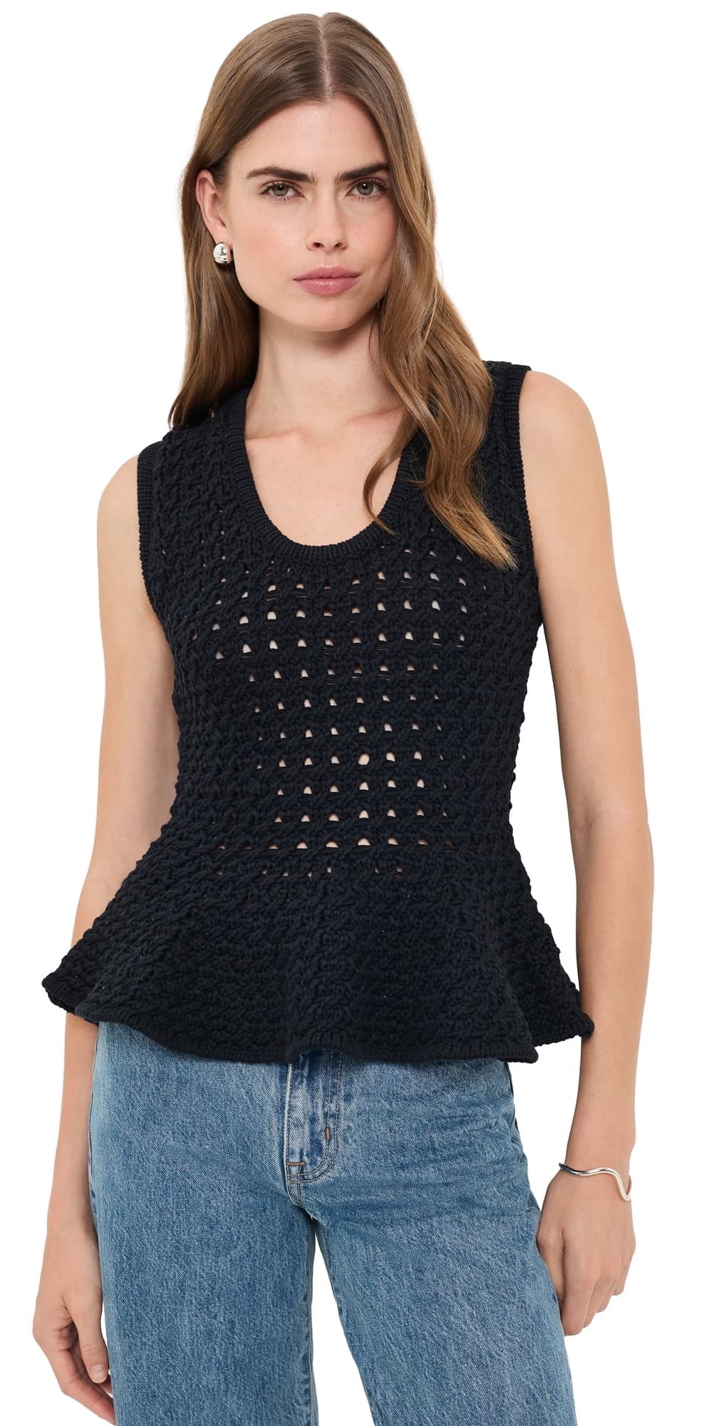 Pistola Anna Peplum Sweater Tank Black