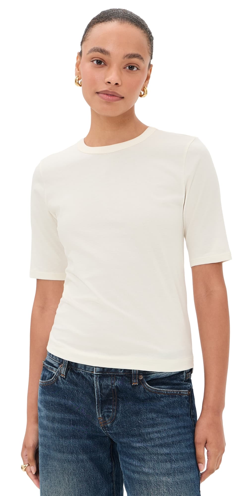 Pistola Melika Quarter Sleeve Crew Neck Tee Soft White