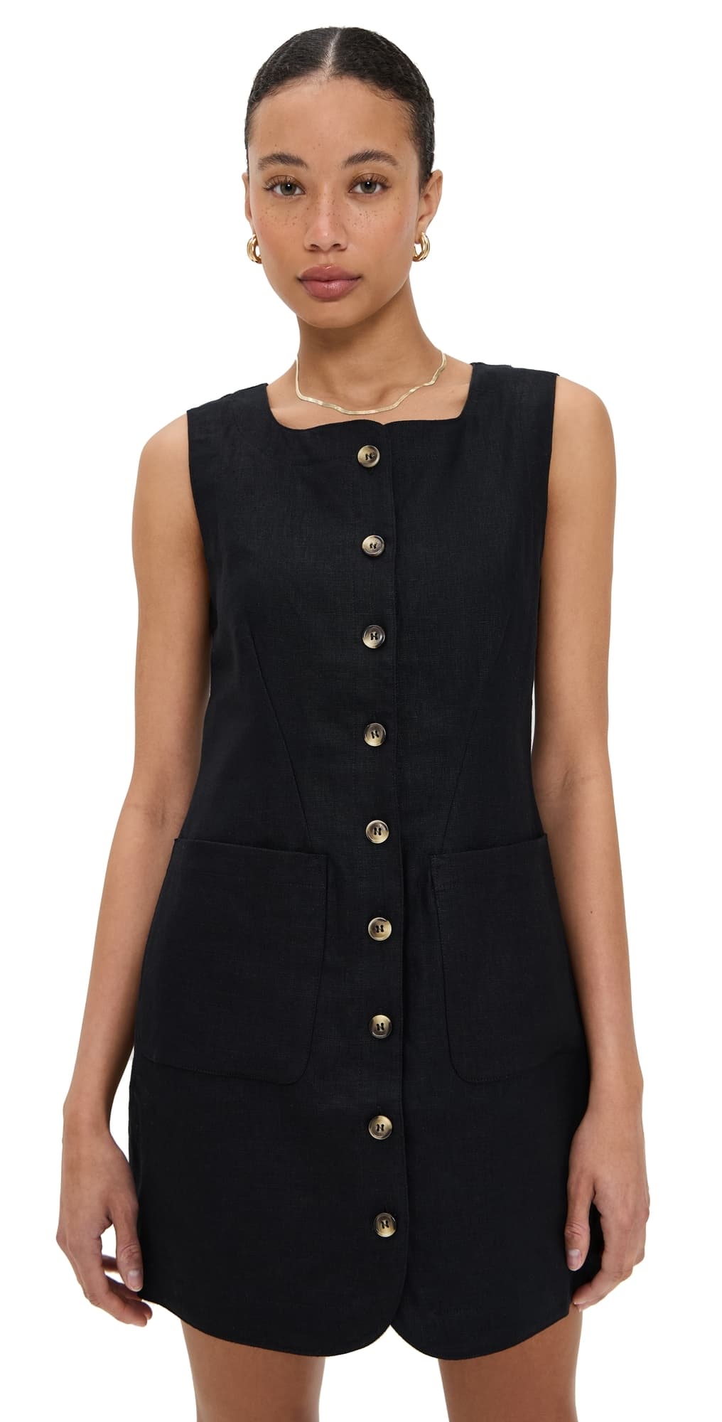 POSSE Emma Button Down Mini Dress Black