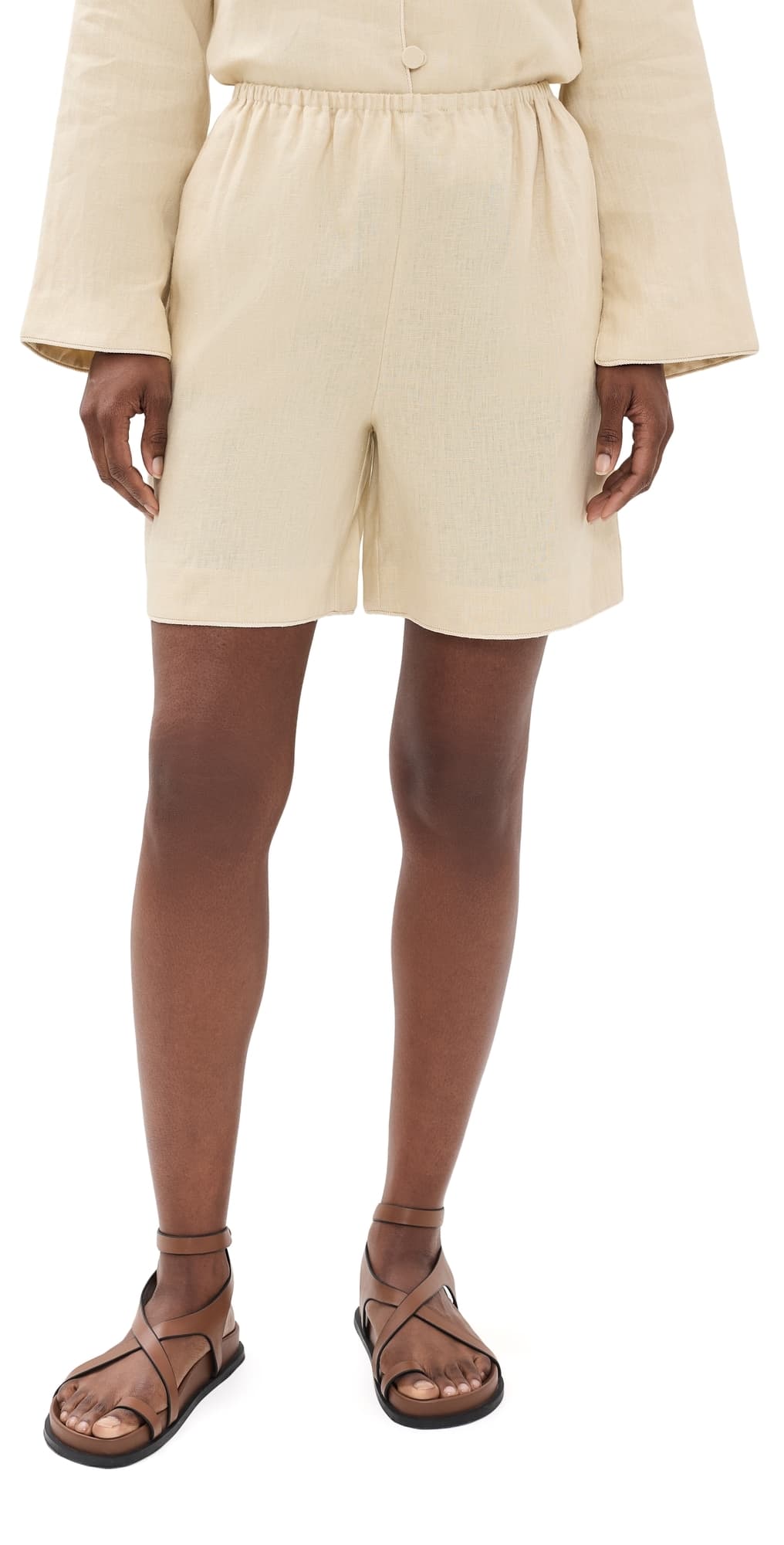 POSSE Lucia Linen Shorts Biscotti