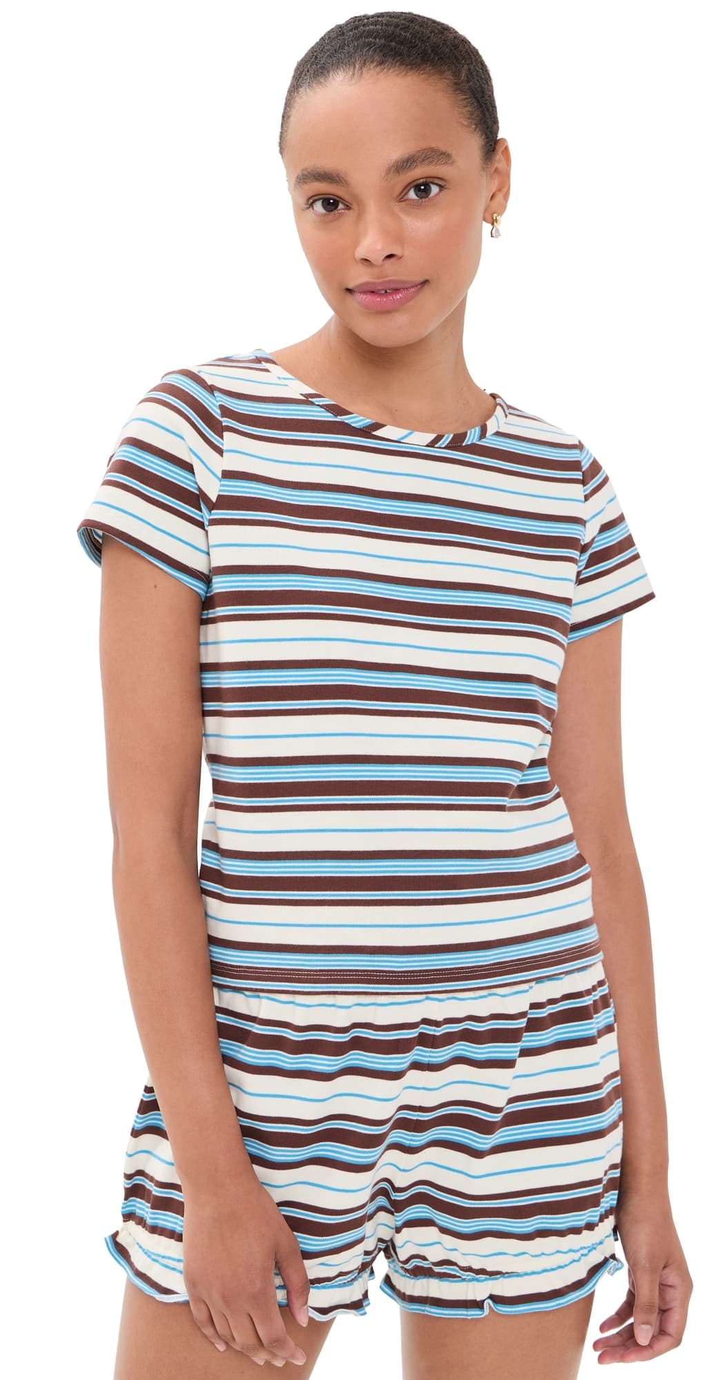 POSSE Nadine Tee Chocolate Multi Stripe