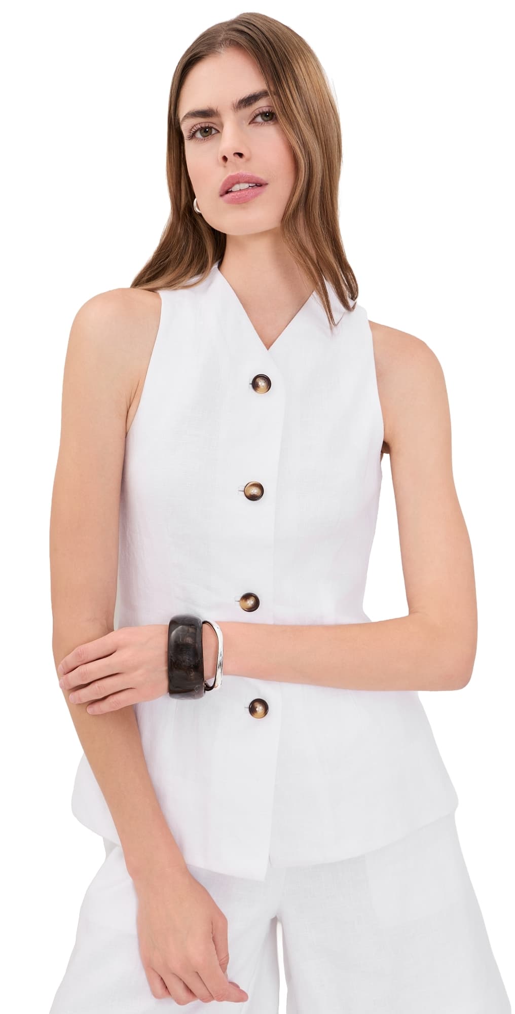 POSSE Dakota Linen Vest Ivory