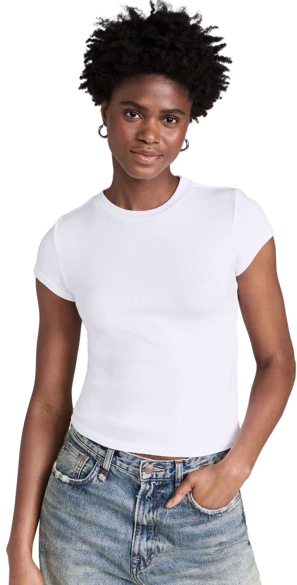 perfectwhitetee Jude Ribbed Baby Tee White