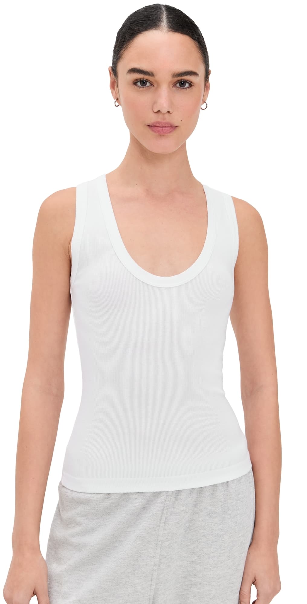 perfectwhitetee Jordan U Neck Ribbed Tank White