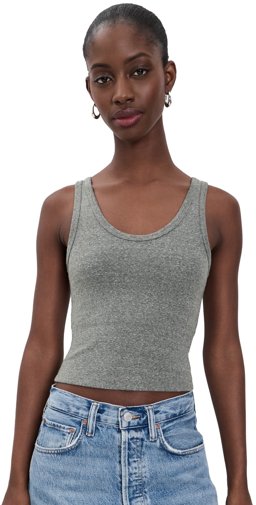 perfectwhitetee Blondie Rib Bra Friendly Tank Dark Heather Grey