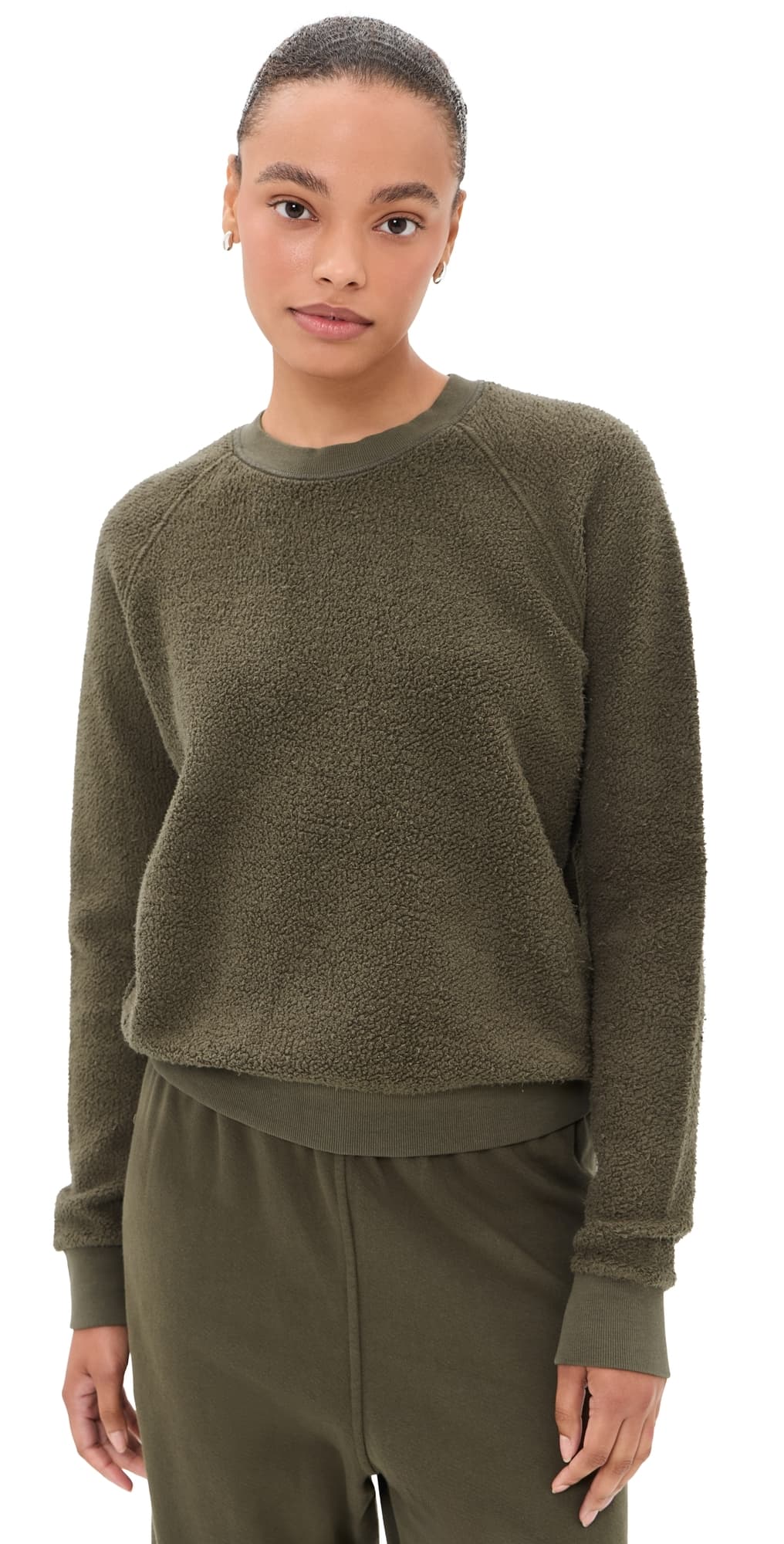 perfectwhitetee Inside Out Fleece Shrunken Sweatshirt Dark Olive