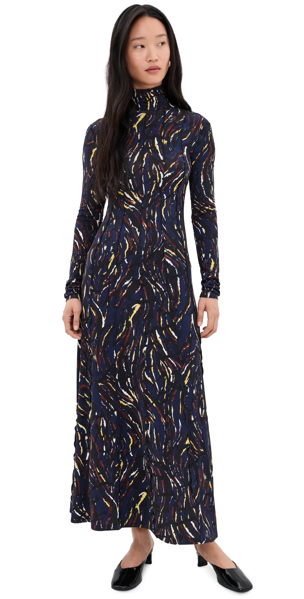 Proenza Schouler White Label Mabel Dress In Jersey Navy/Black Multi