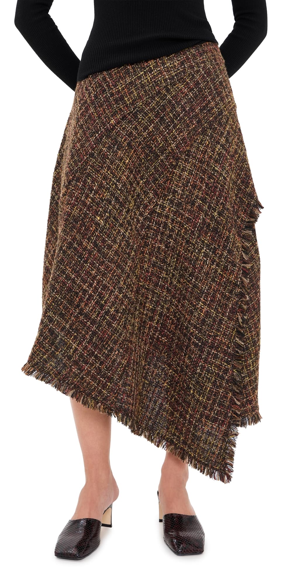 Proenza Schouler White Label Layne Tweed Skirt Henna Multi