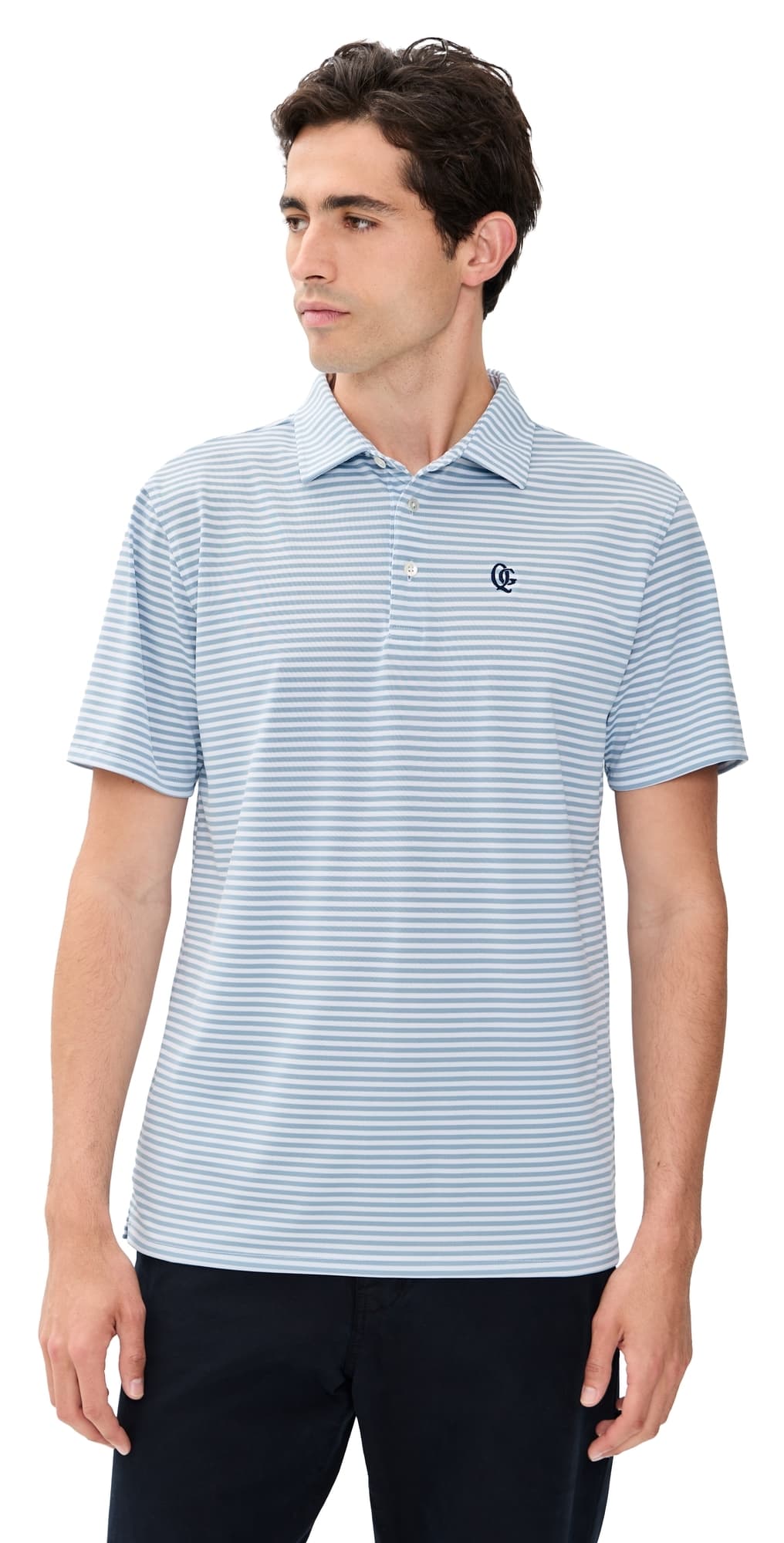 Quiet Golf Randoplh Striped Polo Blue