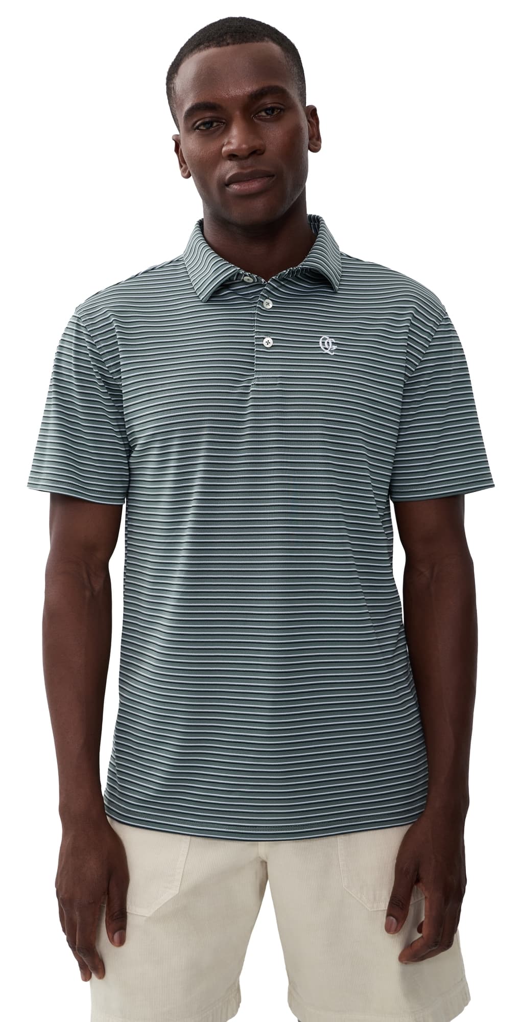 Quiet Golf Sunny Stripe Polo Fern