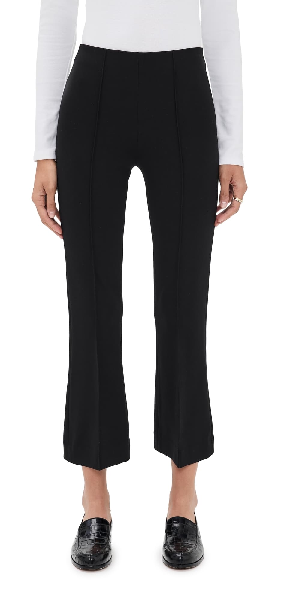 rag & bone Irina Ponte Kick Flare Trousers Black