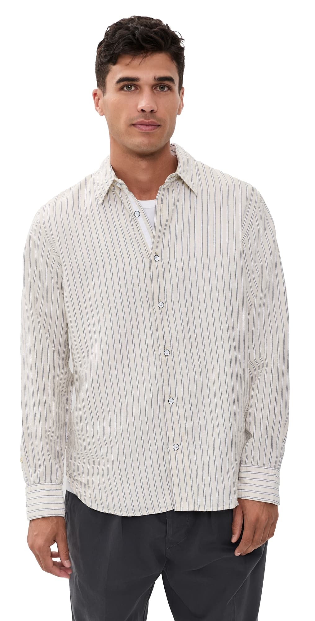rag & bone Finch Long Sleeve Linen Stripe Shirt Patus