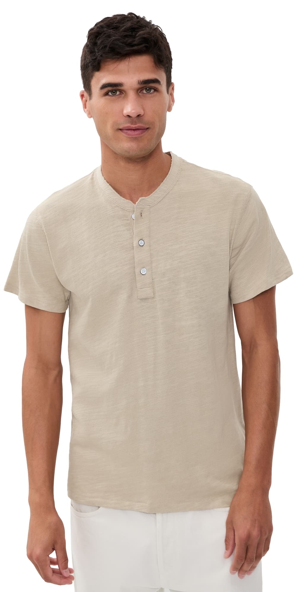 rag & bone Classic Flame Short Sleeve Henley Tee Taupe