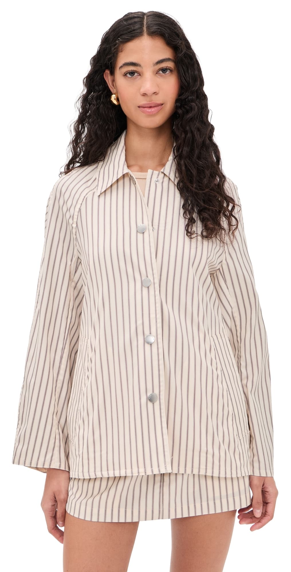 rag & bone Gayle Striped Cropped Trench Red Stripe