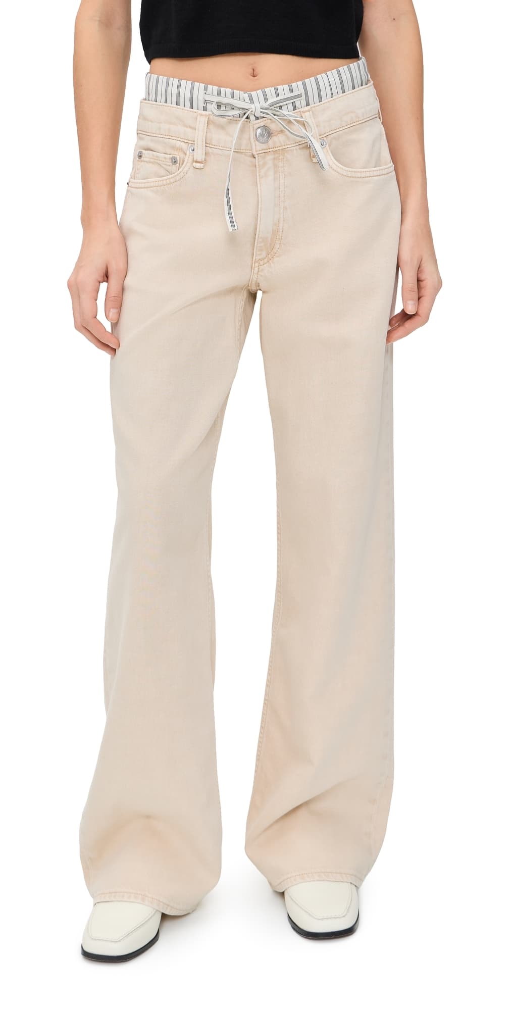 rag & bone Featherweight Cam Full Boxer Straight Jeans Sandstripe