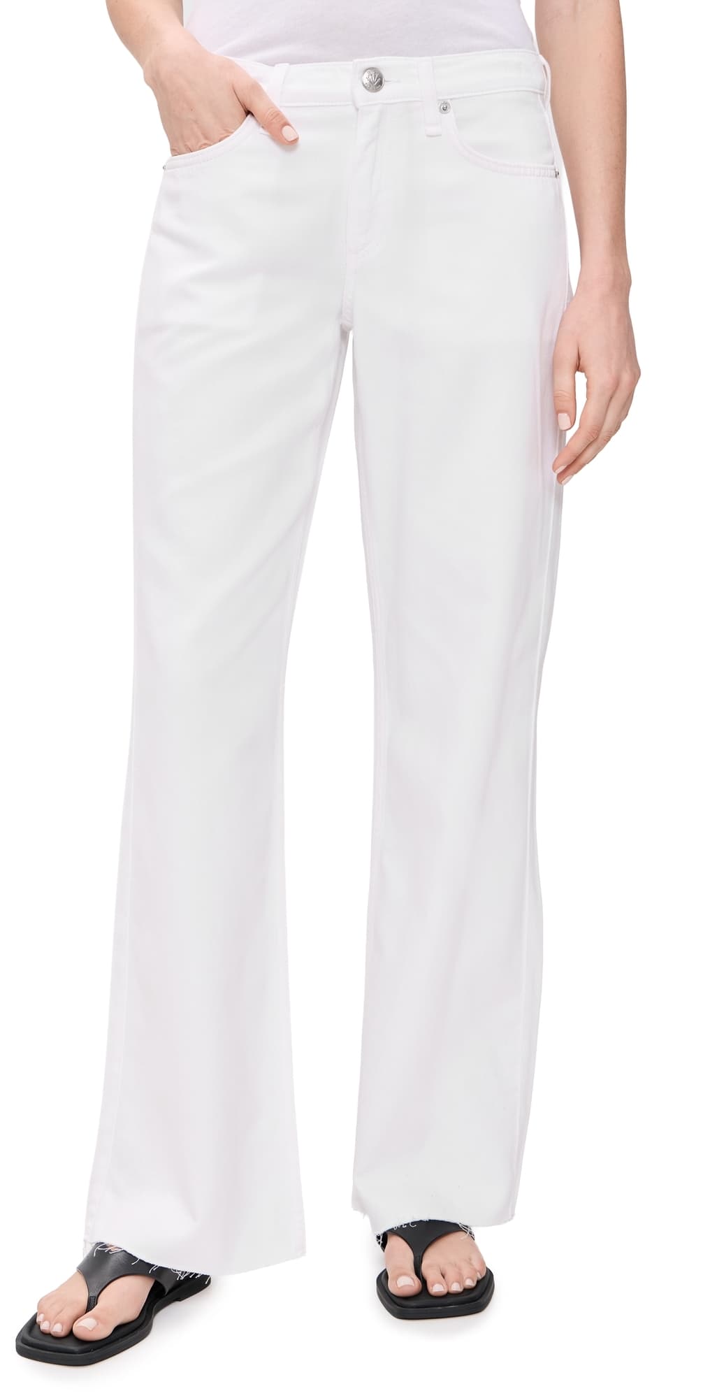 rag & bone Featherweight Cam Full Straight Jeans White