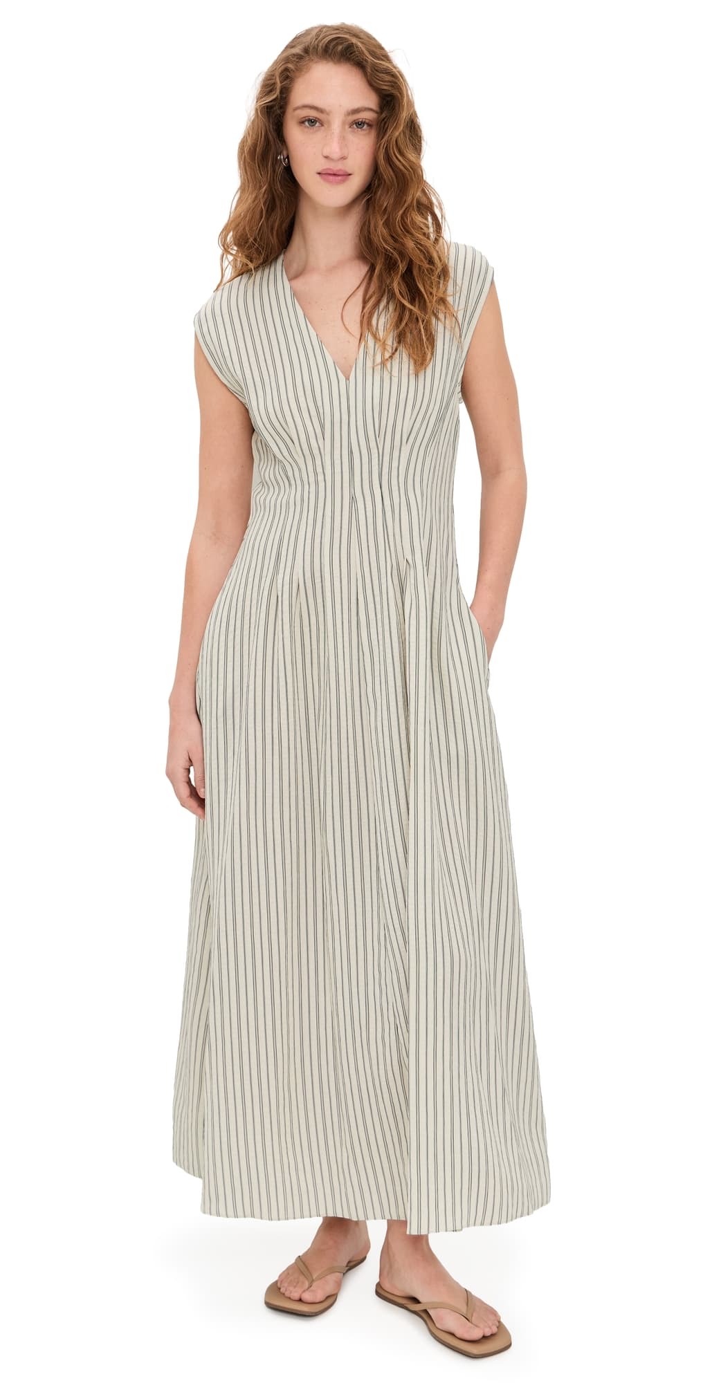 rag & bone Ines Stripe Satin Dress Cream Stripe