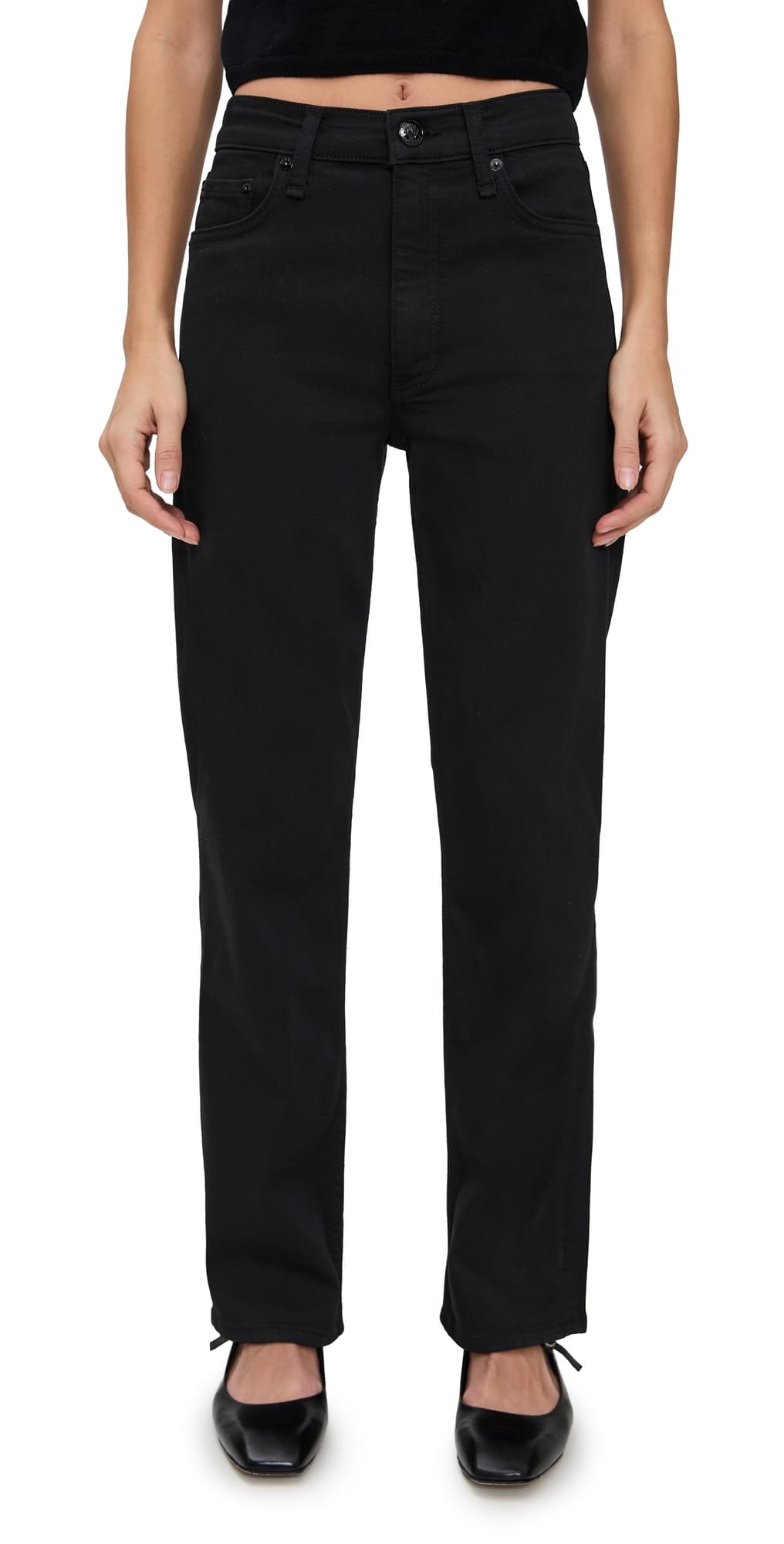 rag & bone Flexi Harlow Mid Rise Ankle Straight Jeans Black
