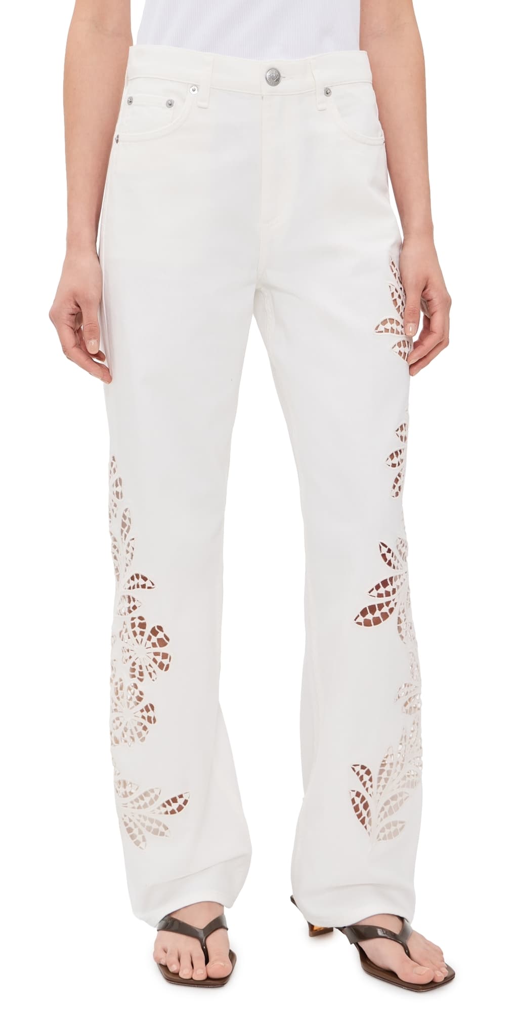 rag & bone Shea Full Straight Jeans White Floral