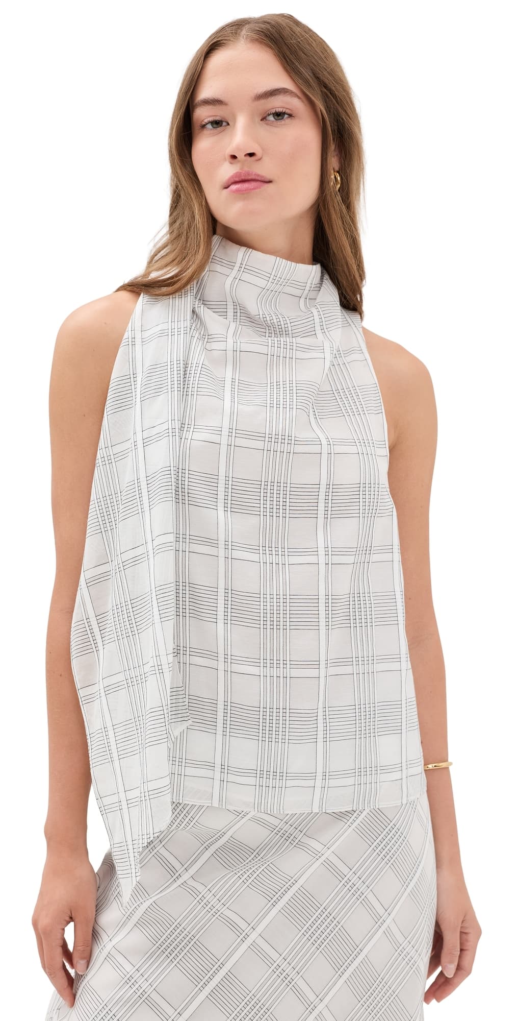 rag & bone Adela Plaid Top White Plaid