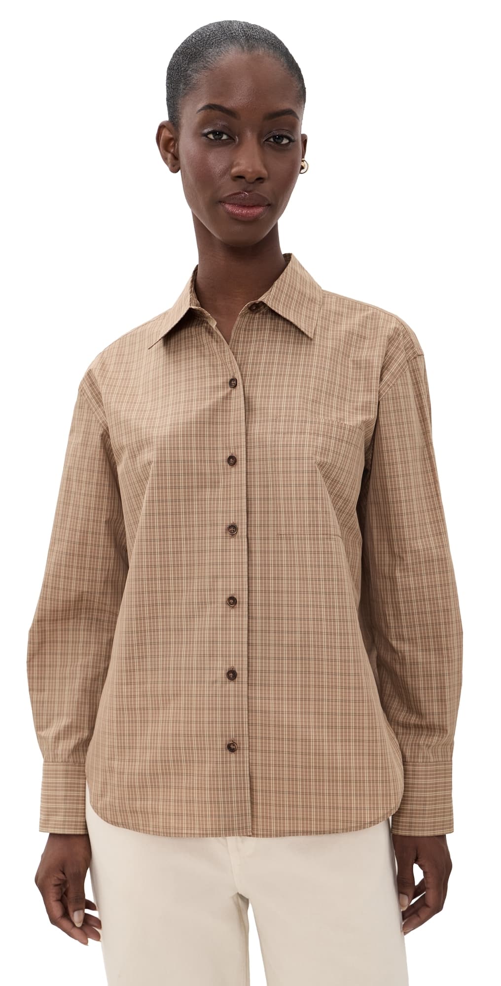 rag & bone Connie Taffeta Plaid Shirt Khaki Plaid