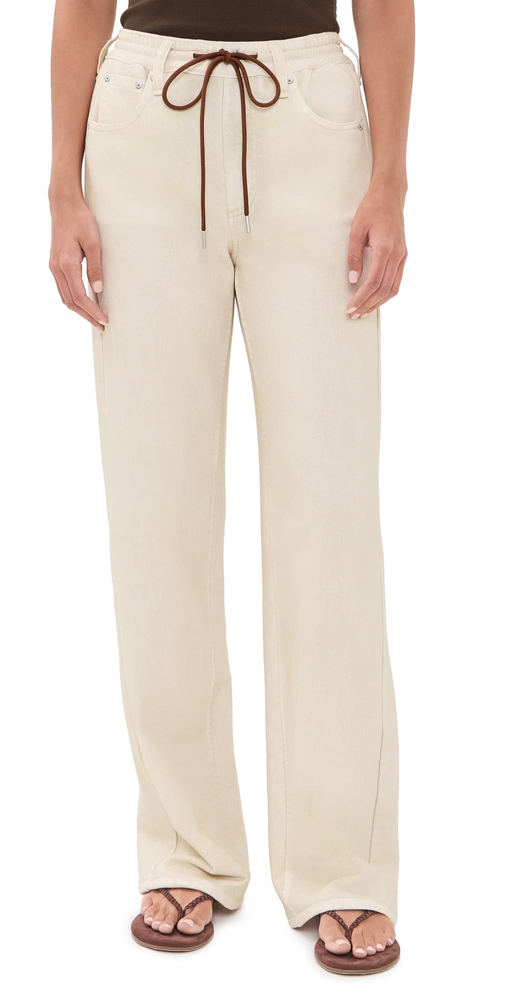 rag & bone Rb Miramar Terry Drawcord Wide Leg Pants Ecru